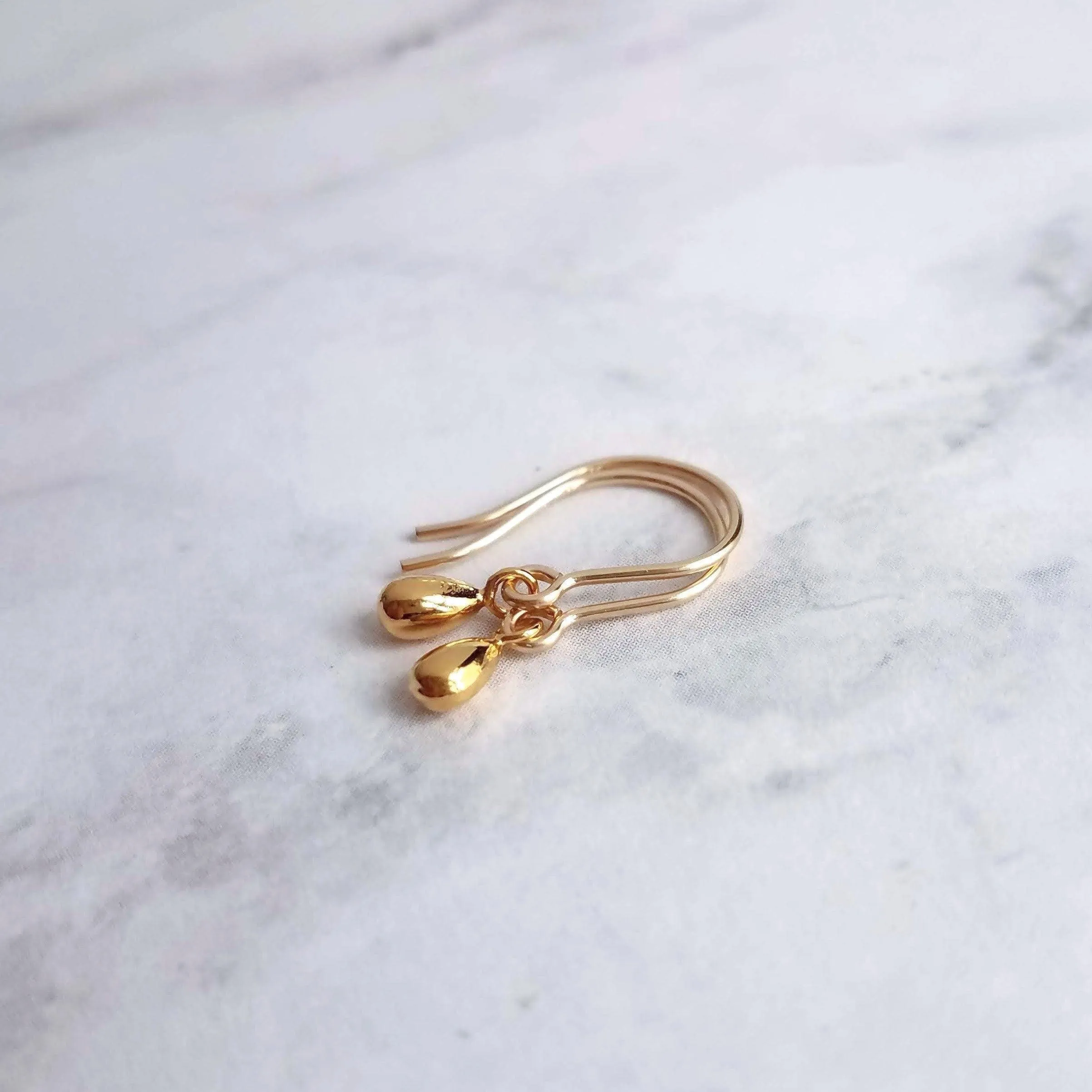 Little Gold Teardrop Earrings, 14K gold fill hooks, small gold drop earring, tiny teardrop earring, small dangle earring, gold raindrop