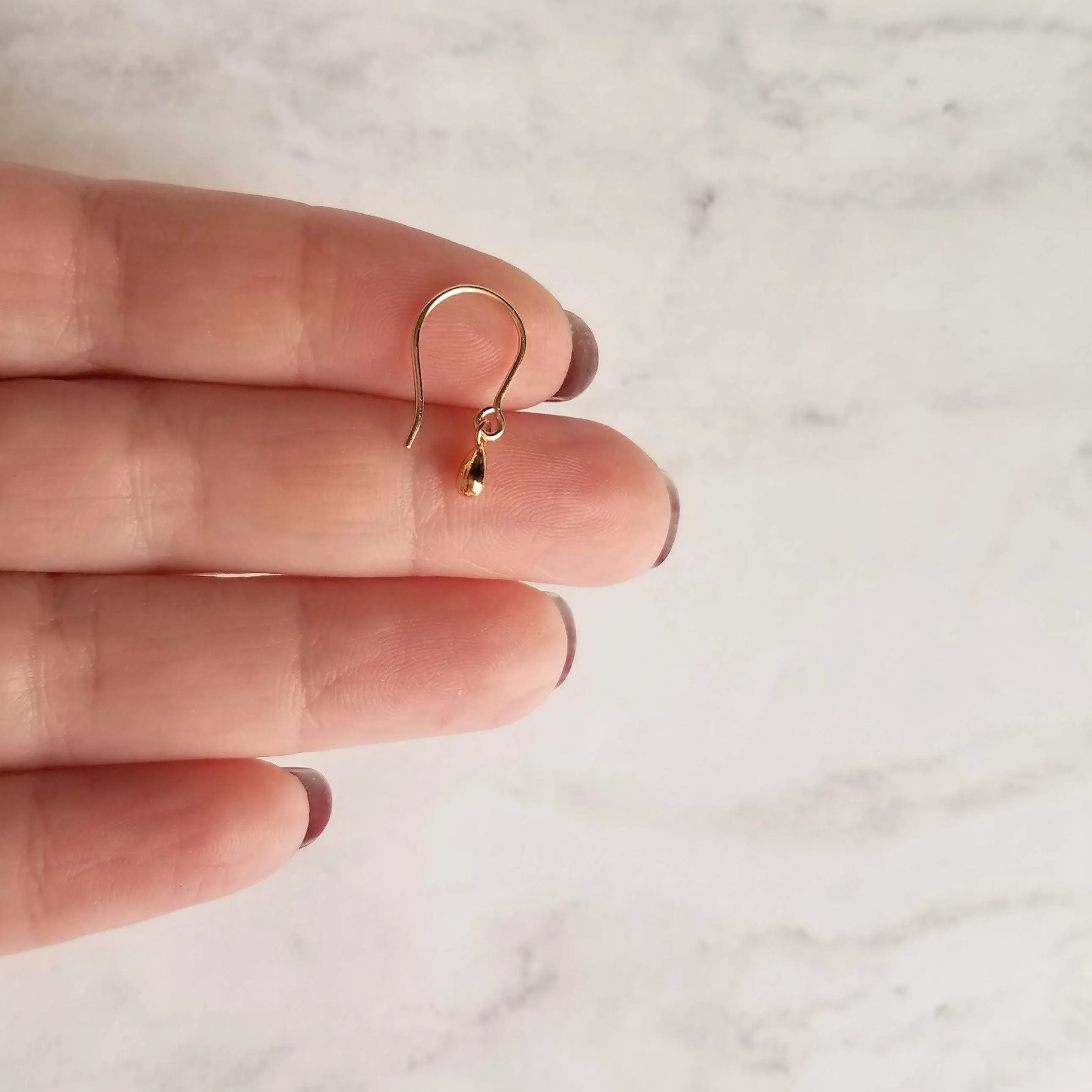 Little Gold Teardrop Earrings, 14K gold fill hooks, small gold drop earring, tiny teardrop earring, small dangle earring, gold raindrop