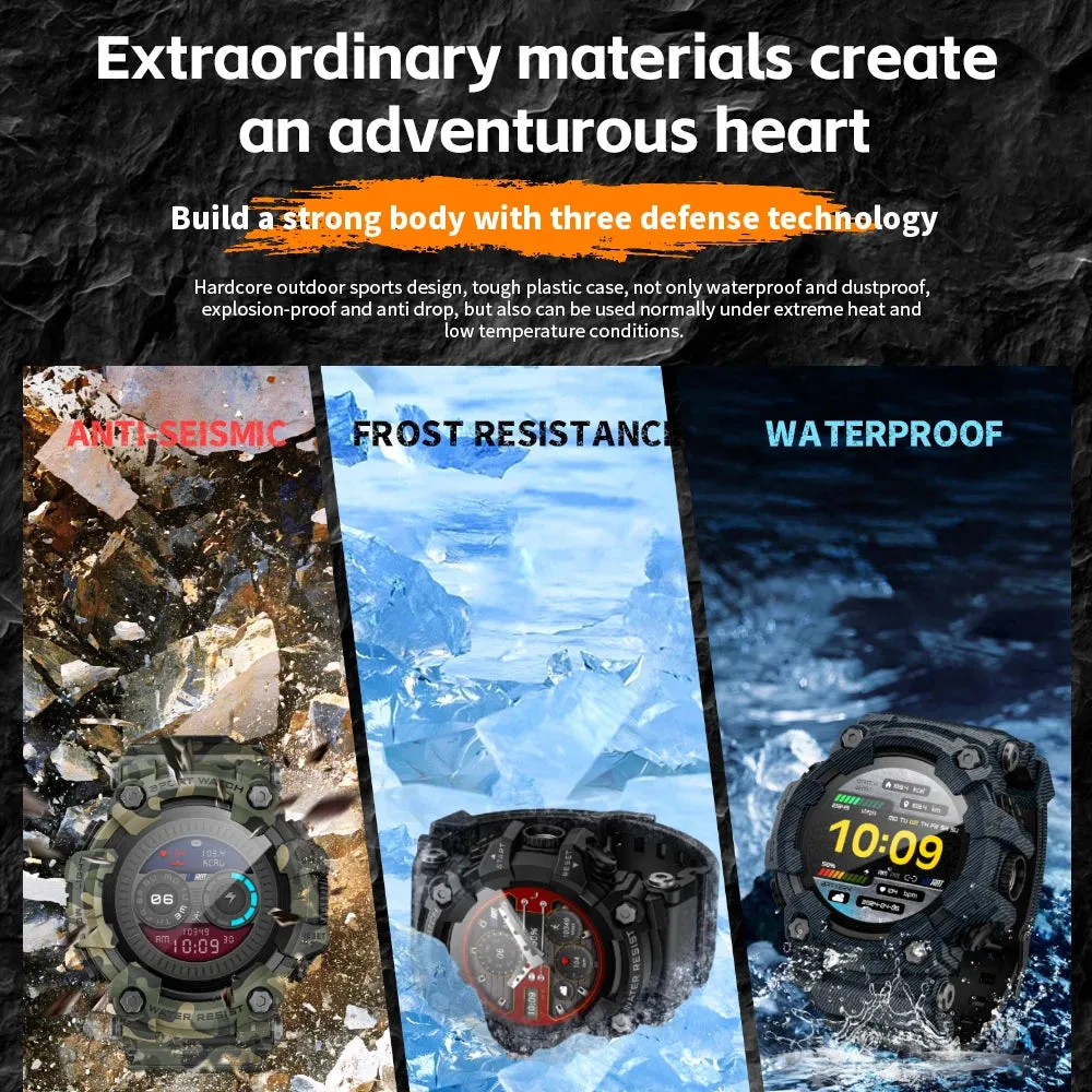 LOKMAT ATTACK-GT Upgrade Sport Smart Watch Waterproof Bluetooth Calls Rugged Smartwatches Flashlight Fitness Tracker for Phone