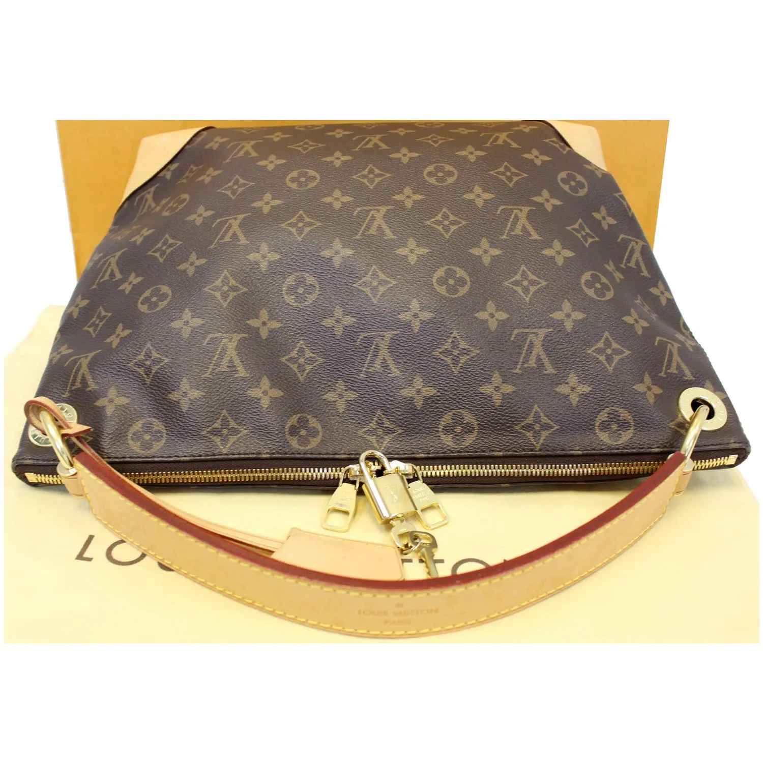 LOUIS VUITTON Berri PM Monogram Canvas Shoulder Bag Brown