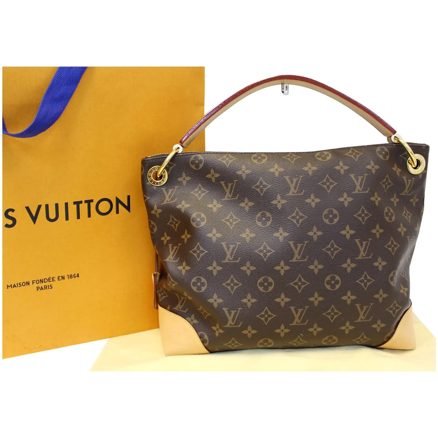 LOUIS VUITTON Berri PM Monogram Canvas Shoulder Bag Brown
