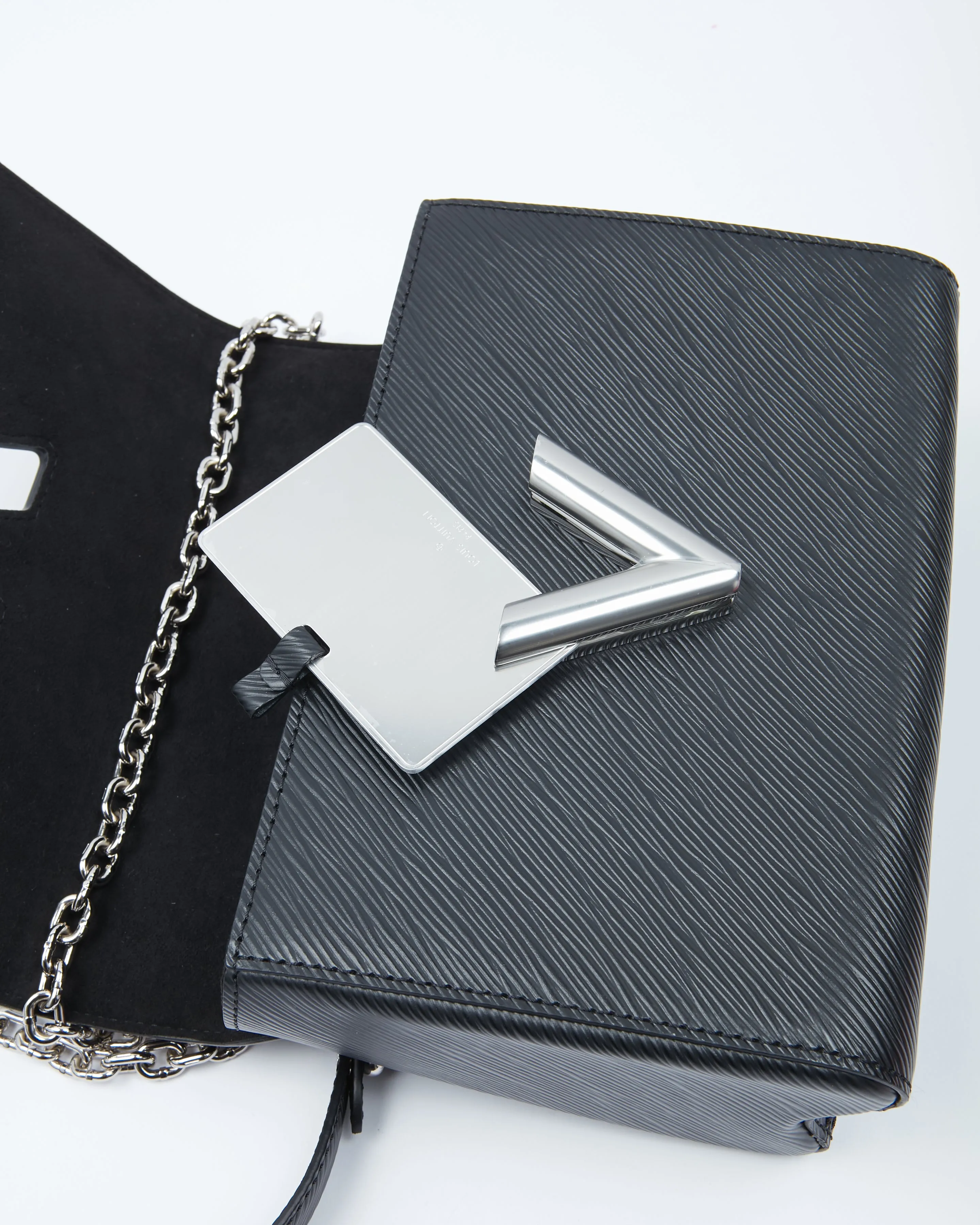 Louis Vuitton Black Epi Leather Twist Flap MM Bag
