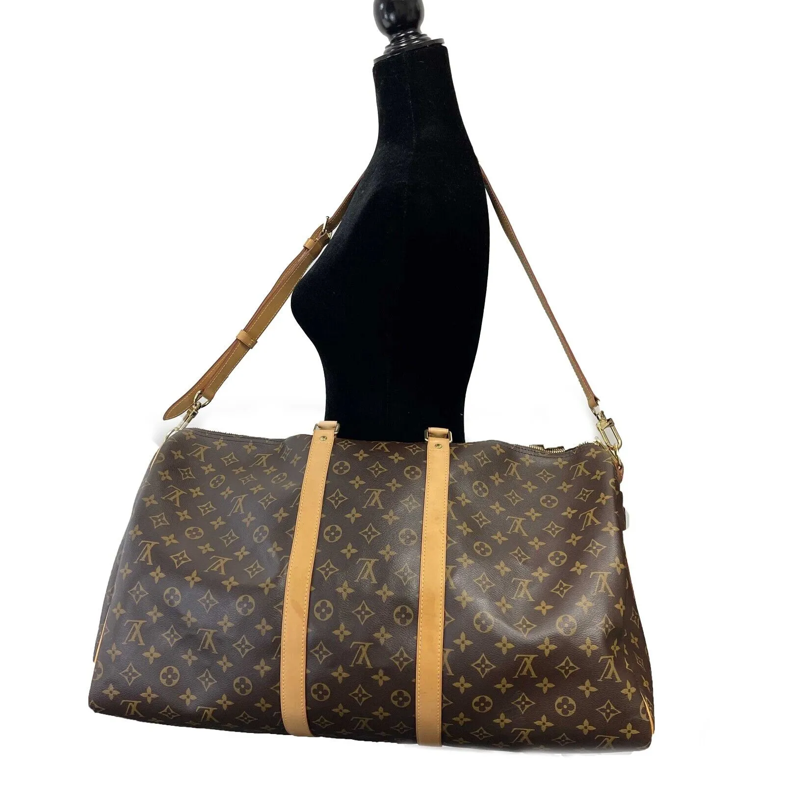 Louis Vuitton - Keepall Bandouliere 55 - Brown Monogram Top Handle w/ Strap