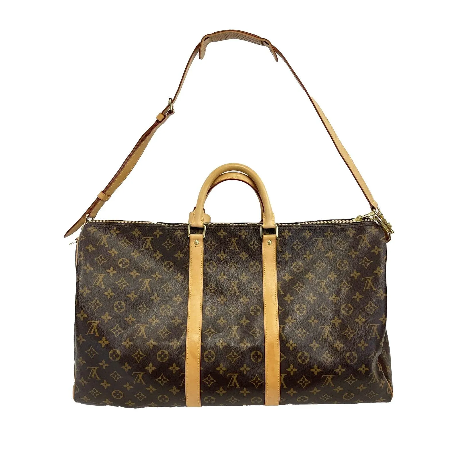 Louis Vuitton - Keepall Bandouliere 55 - Brown Monogram Top Handle w/ Strap