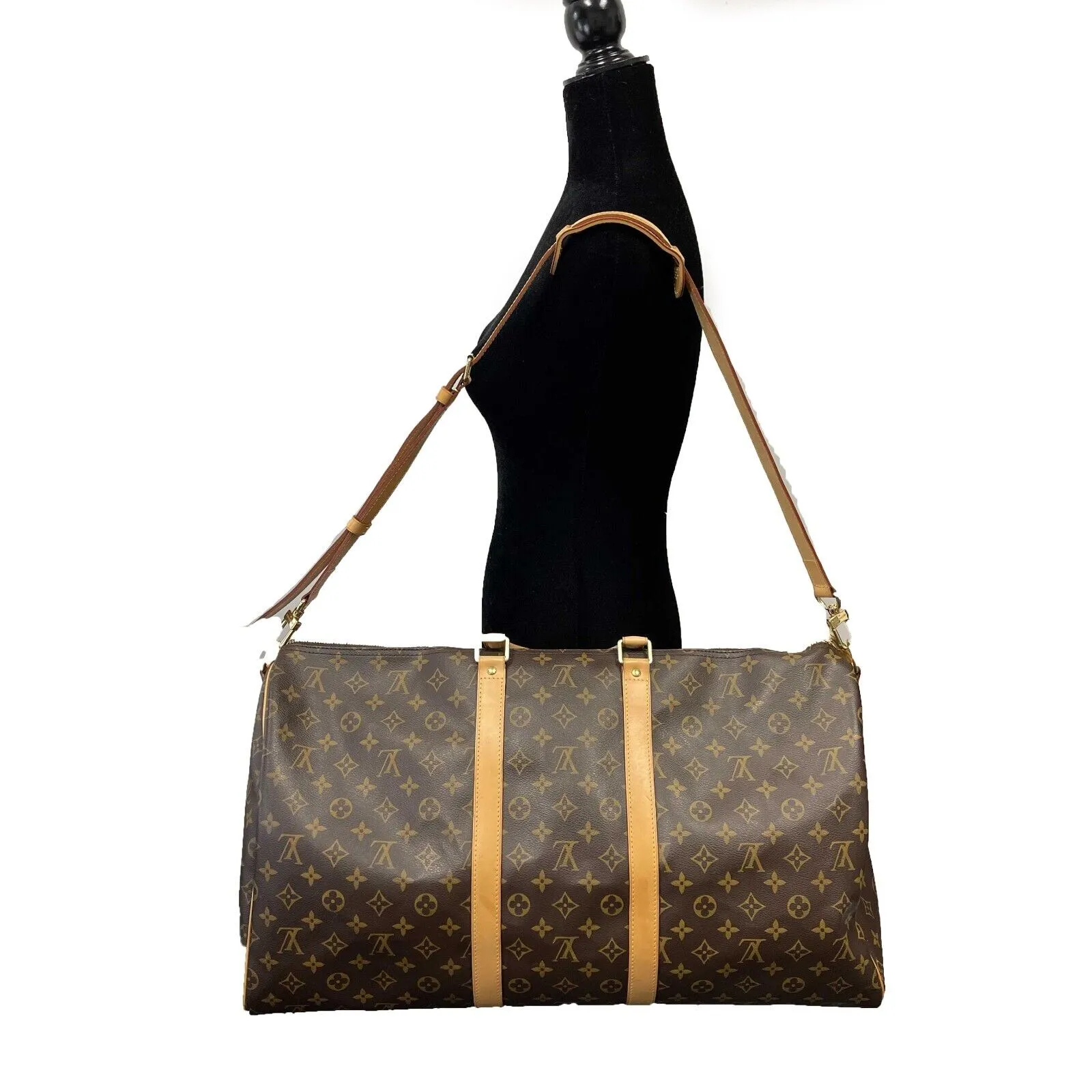 Louis Vuitton - Keepall Bandouliere 55 - Brown Monogram Top Handle w/ Strap