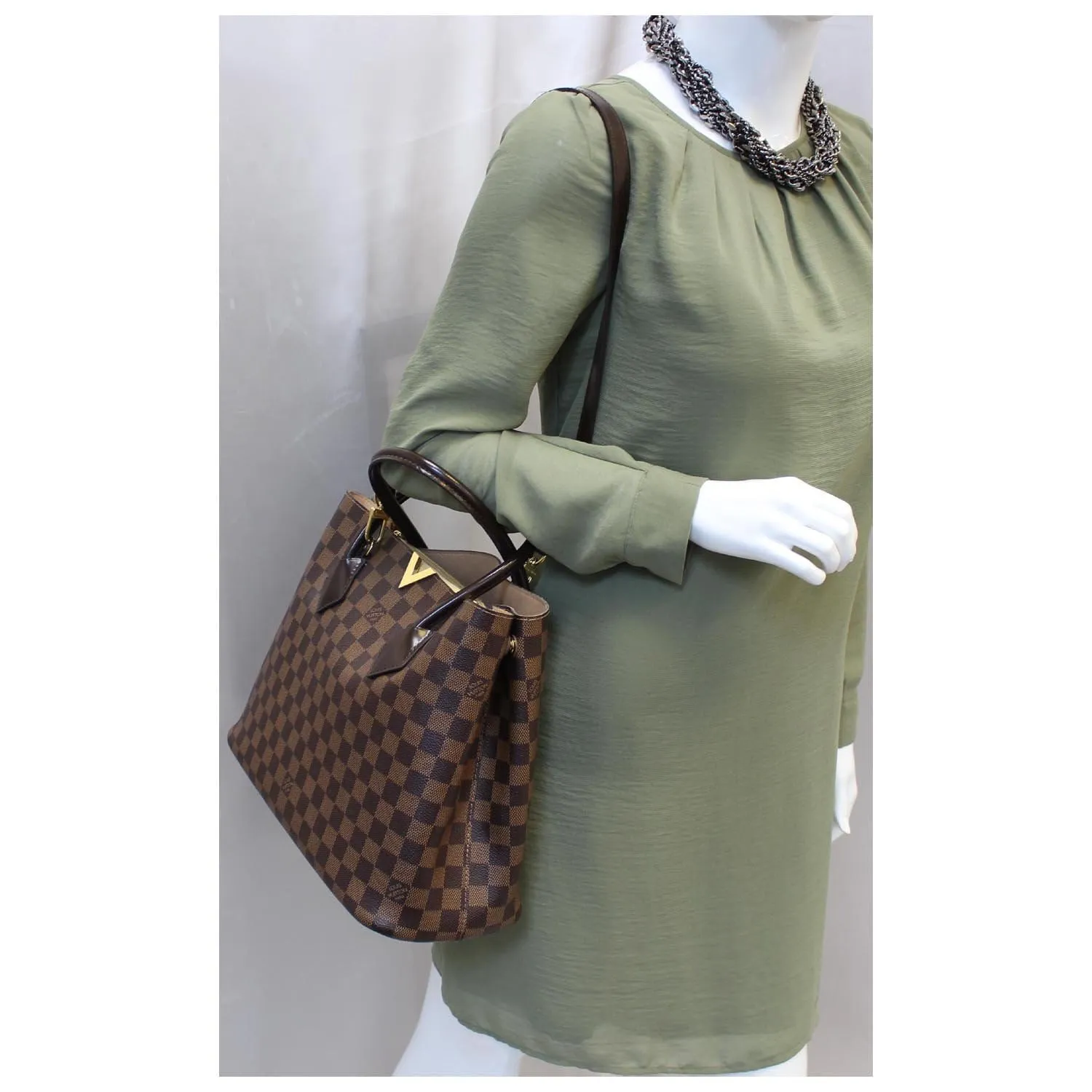 LOUIS VUITTON Kensington Damier Ebene Shoulder Handbag