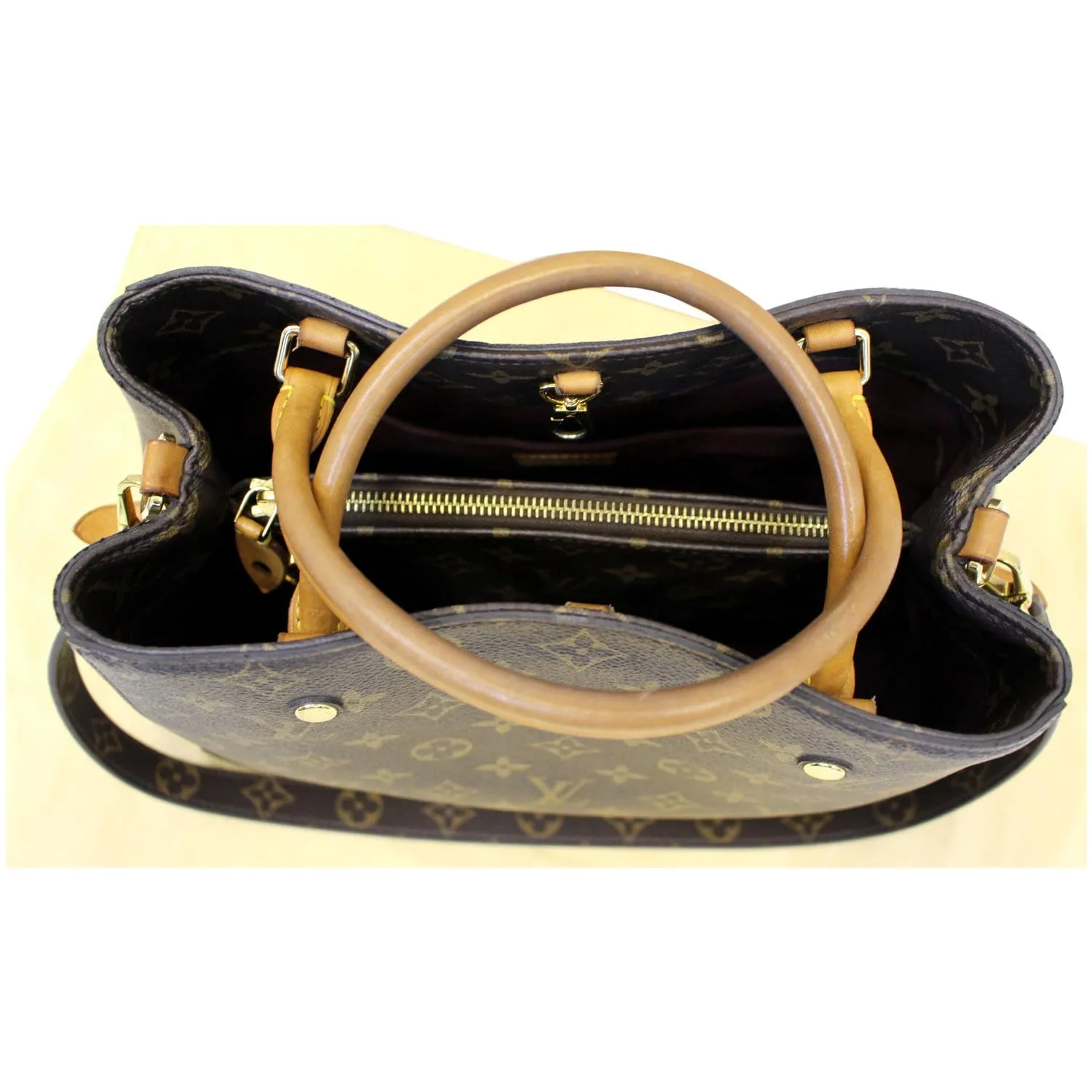 LOUIS VUITTON Montaigne MM Monogram Canvas Shoulder Bag Brown