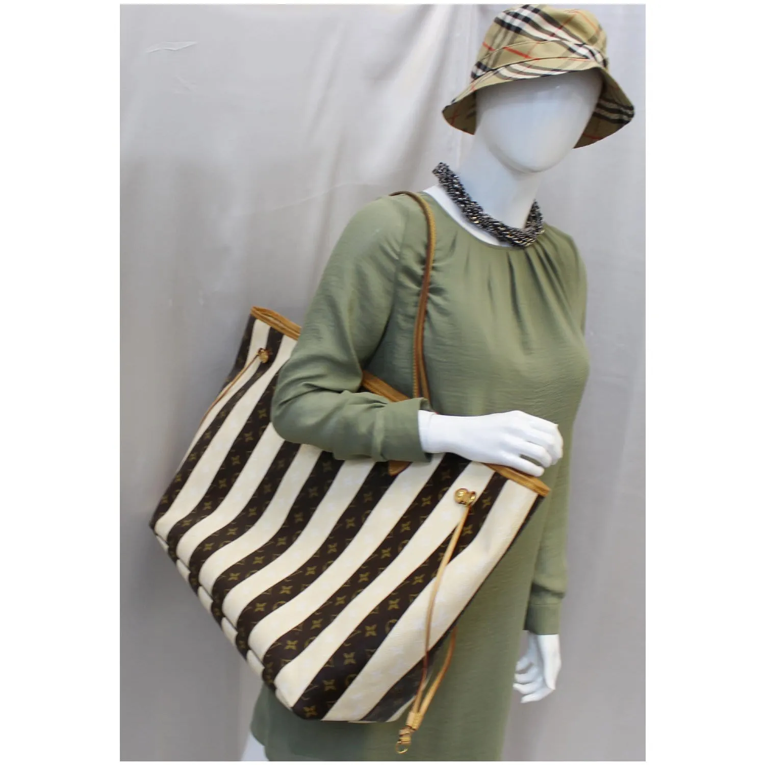 LOUIS VUITTON Neverfull XL Monogram Rayures Tote Bag Brown