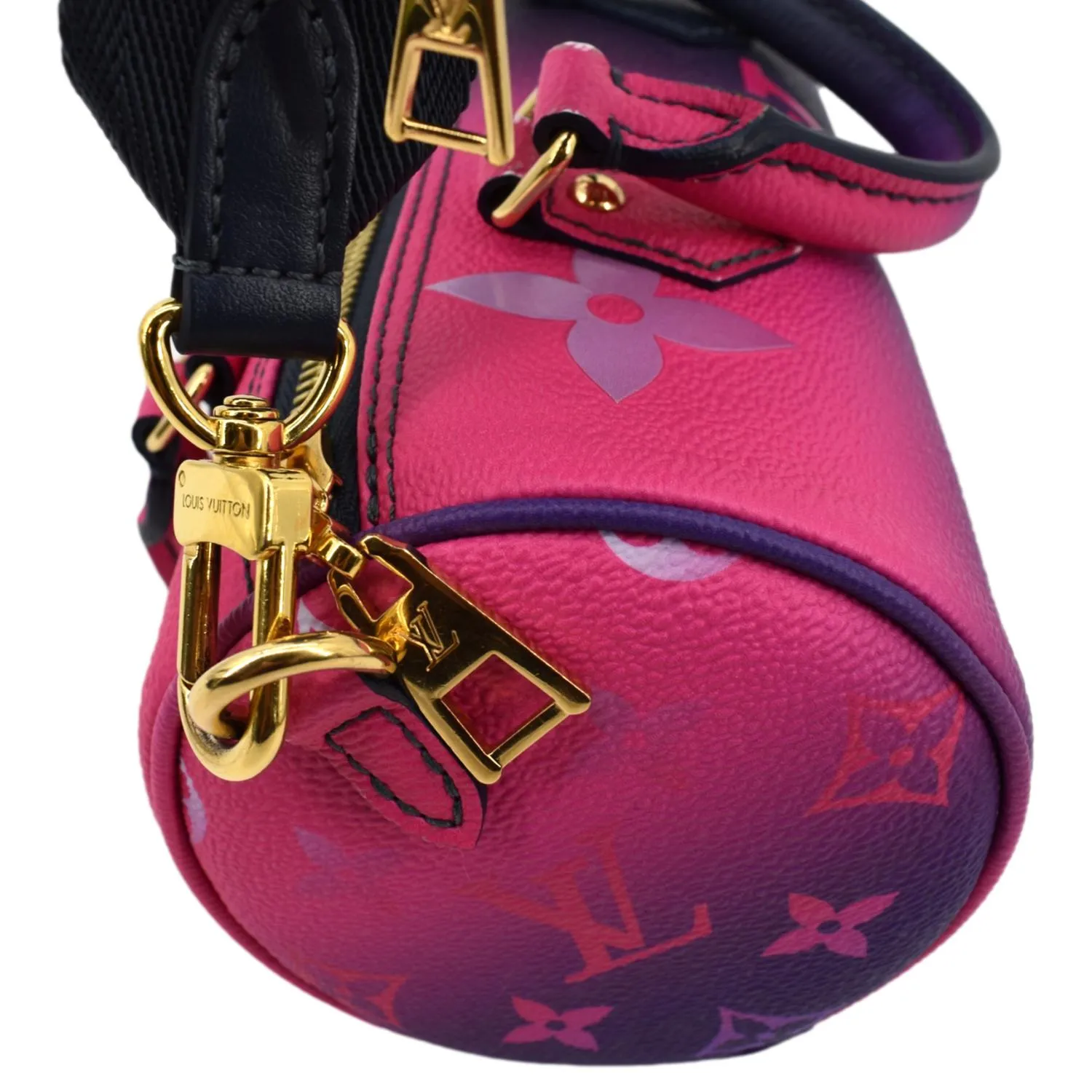 LOUIS VUITTON Papillon BB Monogram Canvas Shoulder Handbag Midnight Fuchsia