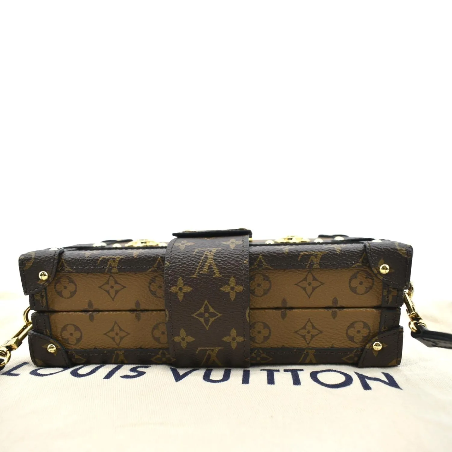 LOUIS VUITTON Petite Malle Monogram Reverse Canvas Shoulder Bag Brown