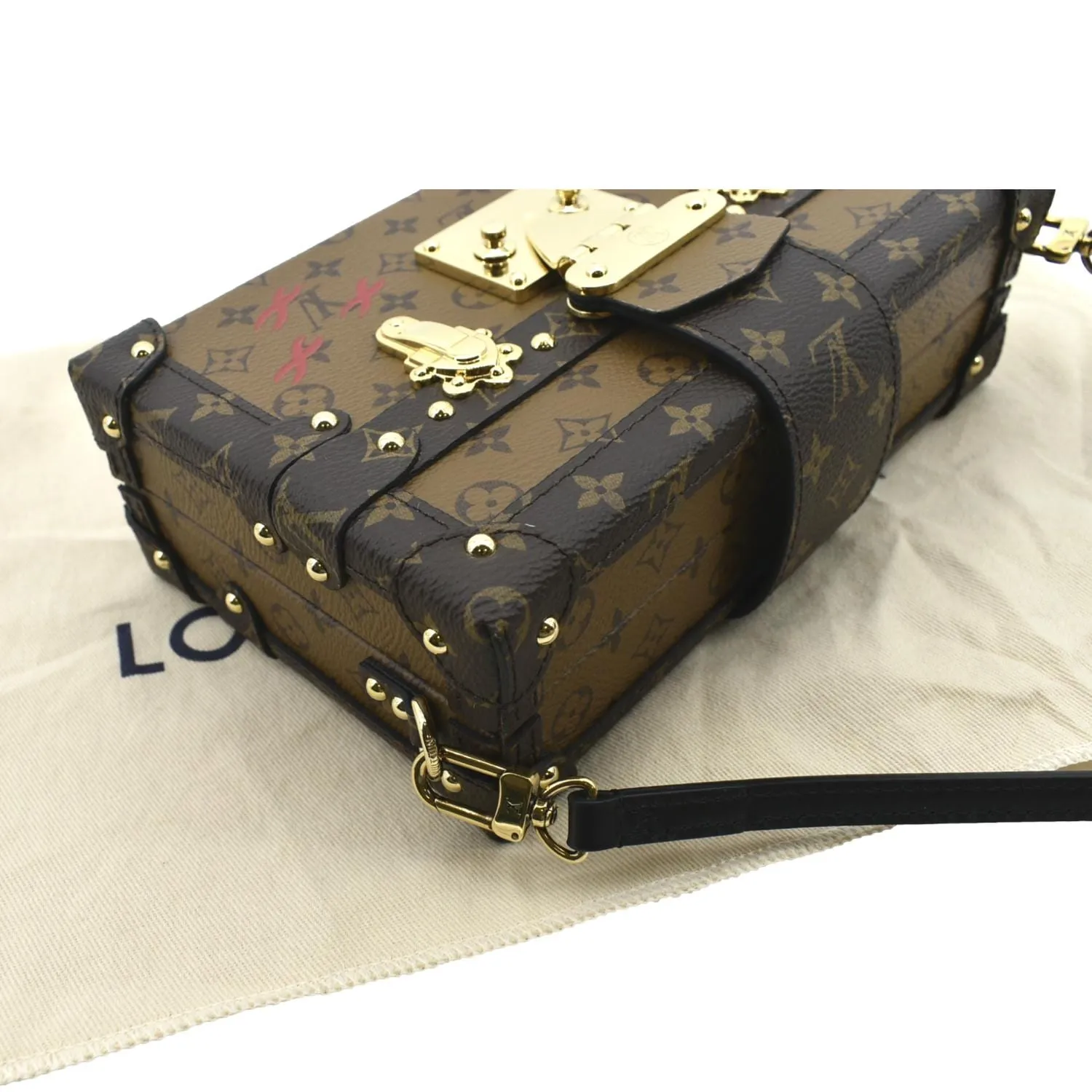 LOUIS VUITTON Petite Malle Monogram Reverse Canvas Shoulder Bag Brown