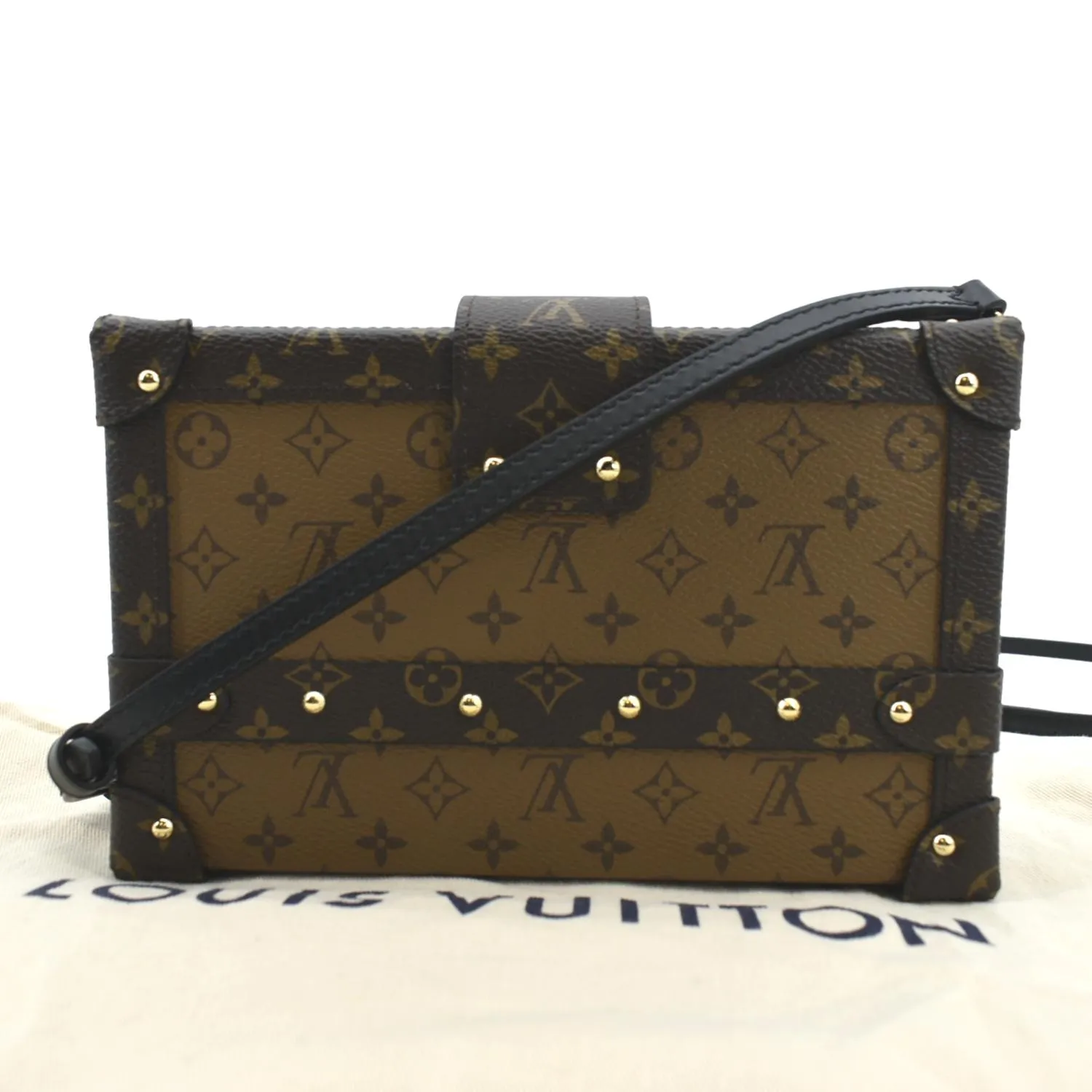 LOUIS VUITTON Petite Malle Monogram Reverse Canvas Shoulder Bag Brown