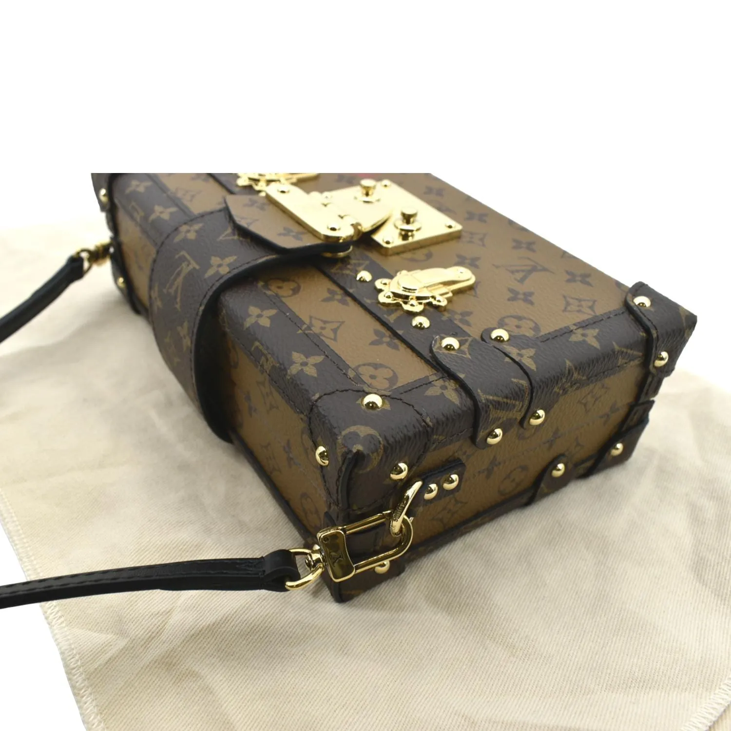 LOUIS VUITTON Petite Malle Monogram Reverse Canvas Shoulder Bag Brown
