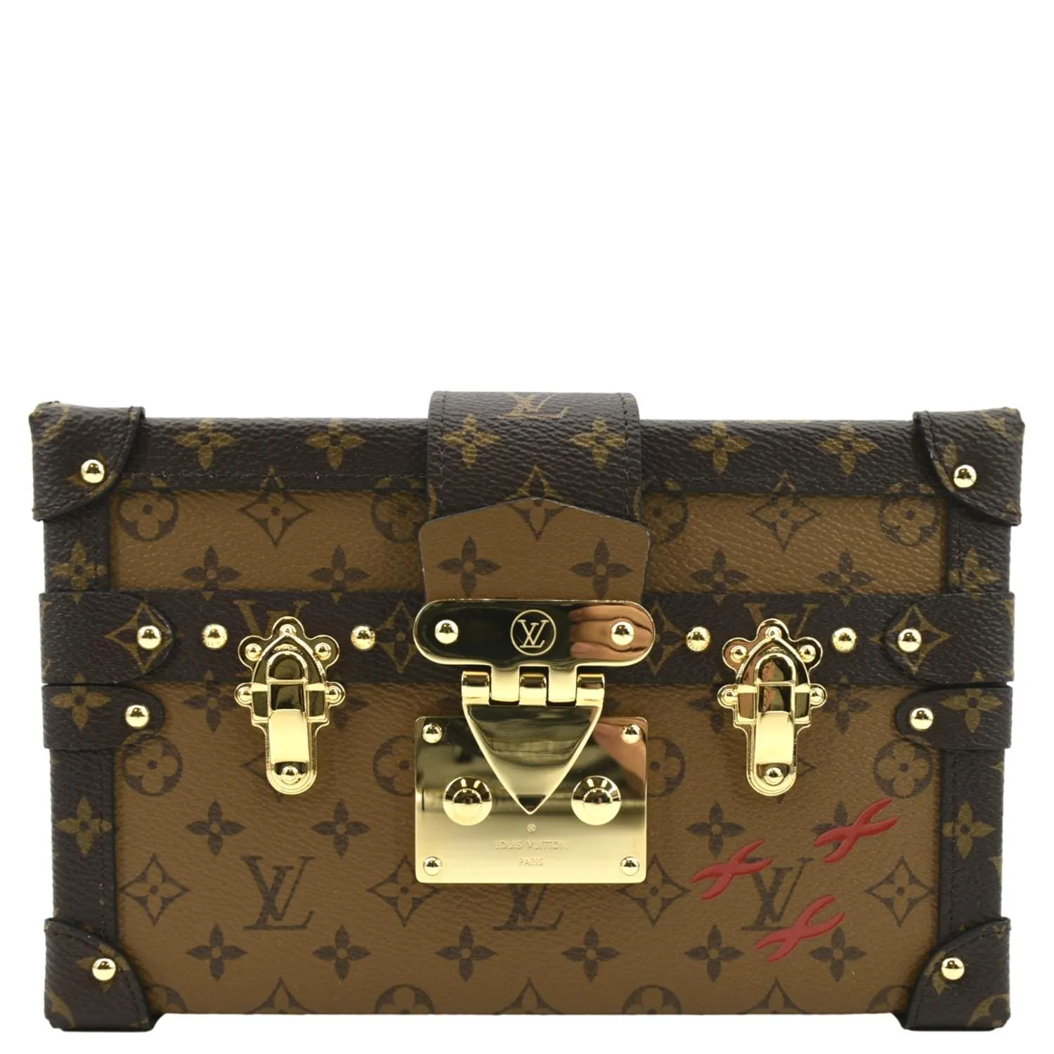 LOUIS VUITTON Petite Malle Monogram Reverse Canvas Shoulder Bag Brown