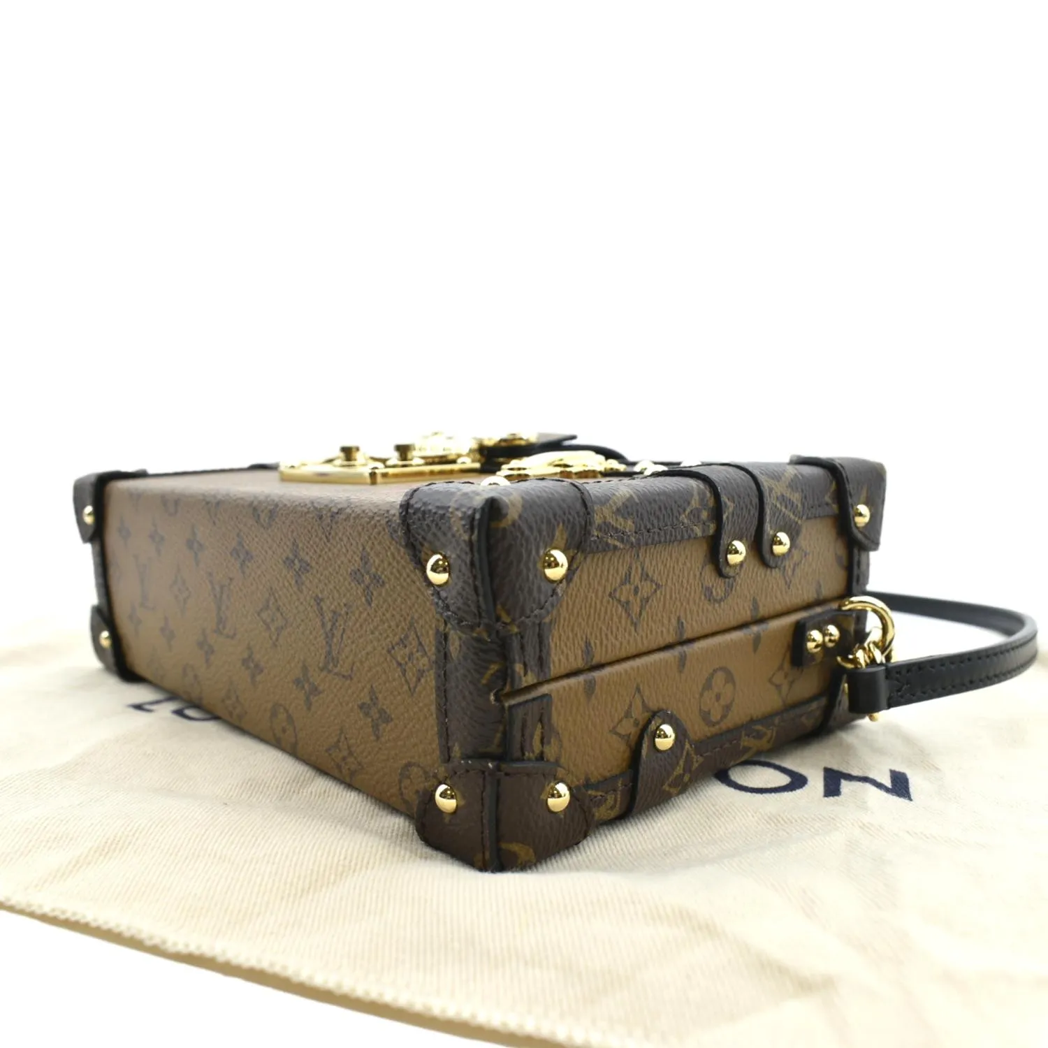 LOUIS VUITTON Petite Malle Monogram Reverse Canvas Shoulder Bag Brown