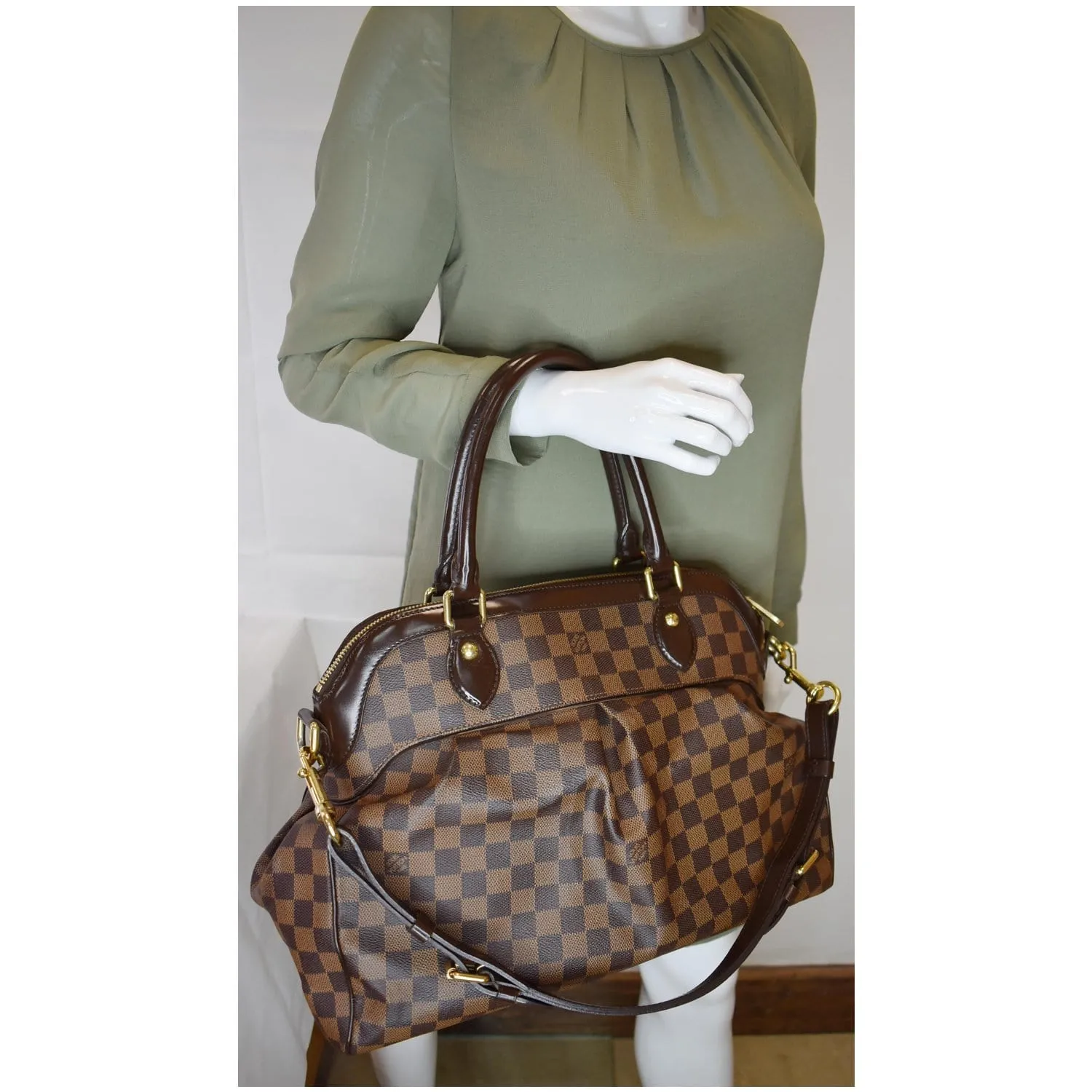 LOUIS VUITTON Trevi GM Damier Ebene 2way Shoulder Bag Brown