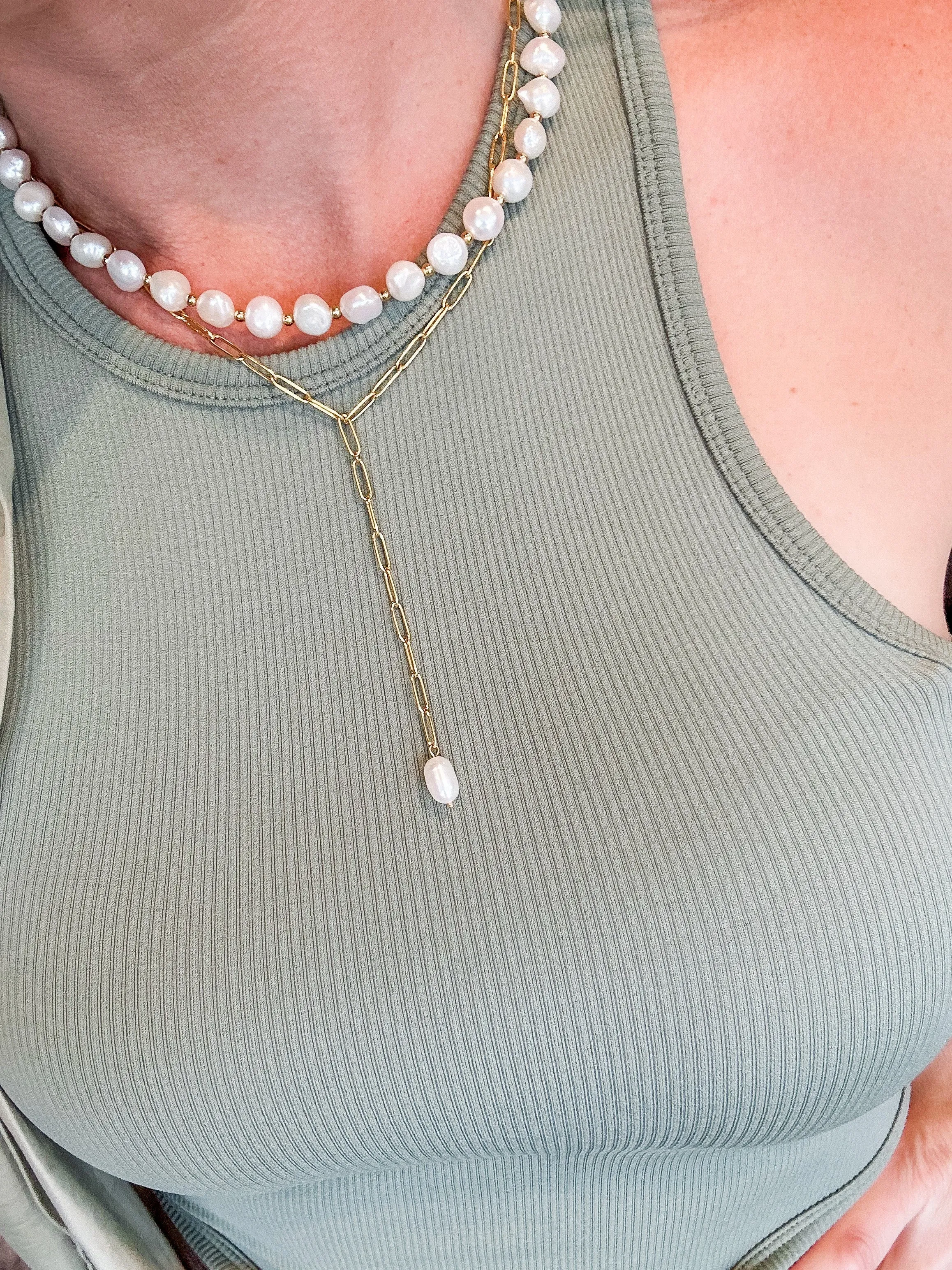 Lucia Pearl Lariat - Sahira Jewelry