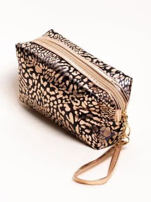 Lucky you Printed Metallic Cosmetic Bag (Black)