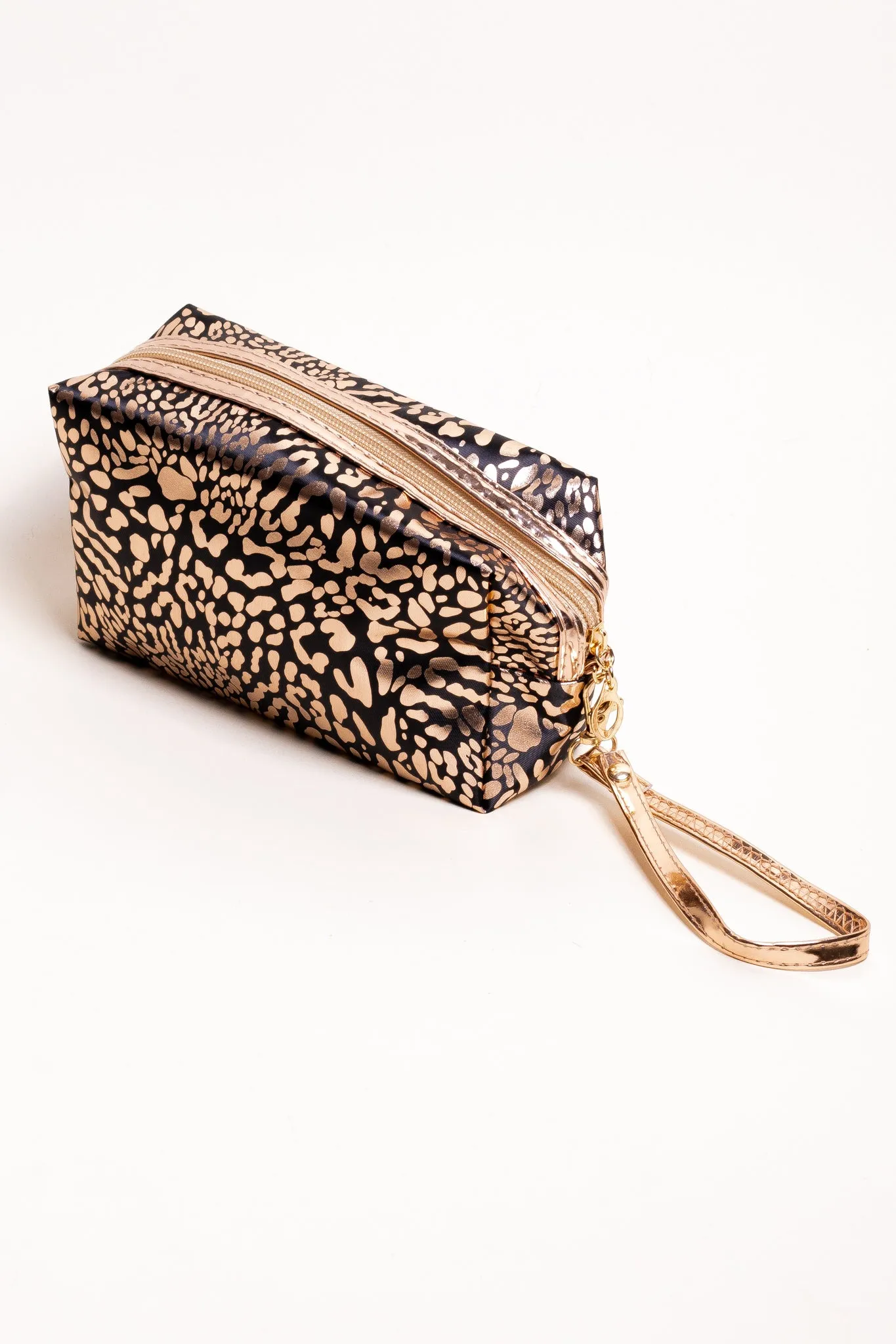 Lucky you Printed Metallic Cosmetic Bag (Black)