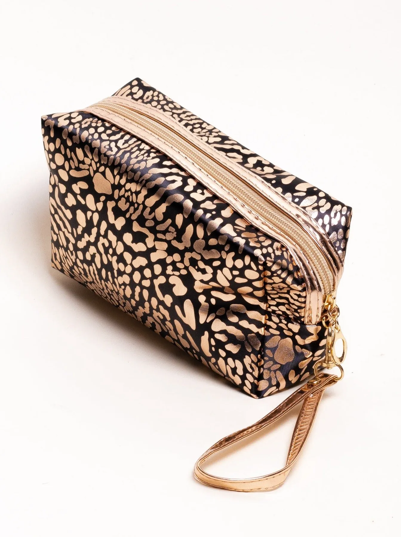 Lucky you Printed Metallic Cosmetic Bag (Black)
