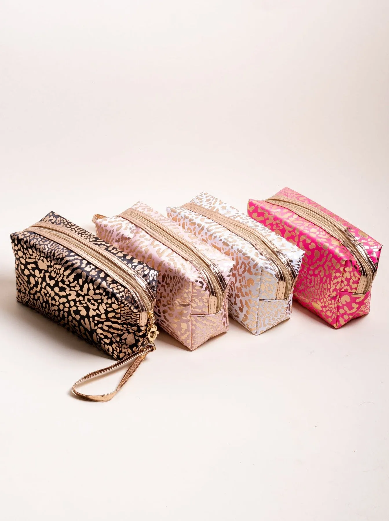Lucky you Printed Metallic Cosmetic Bag (Black)