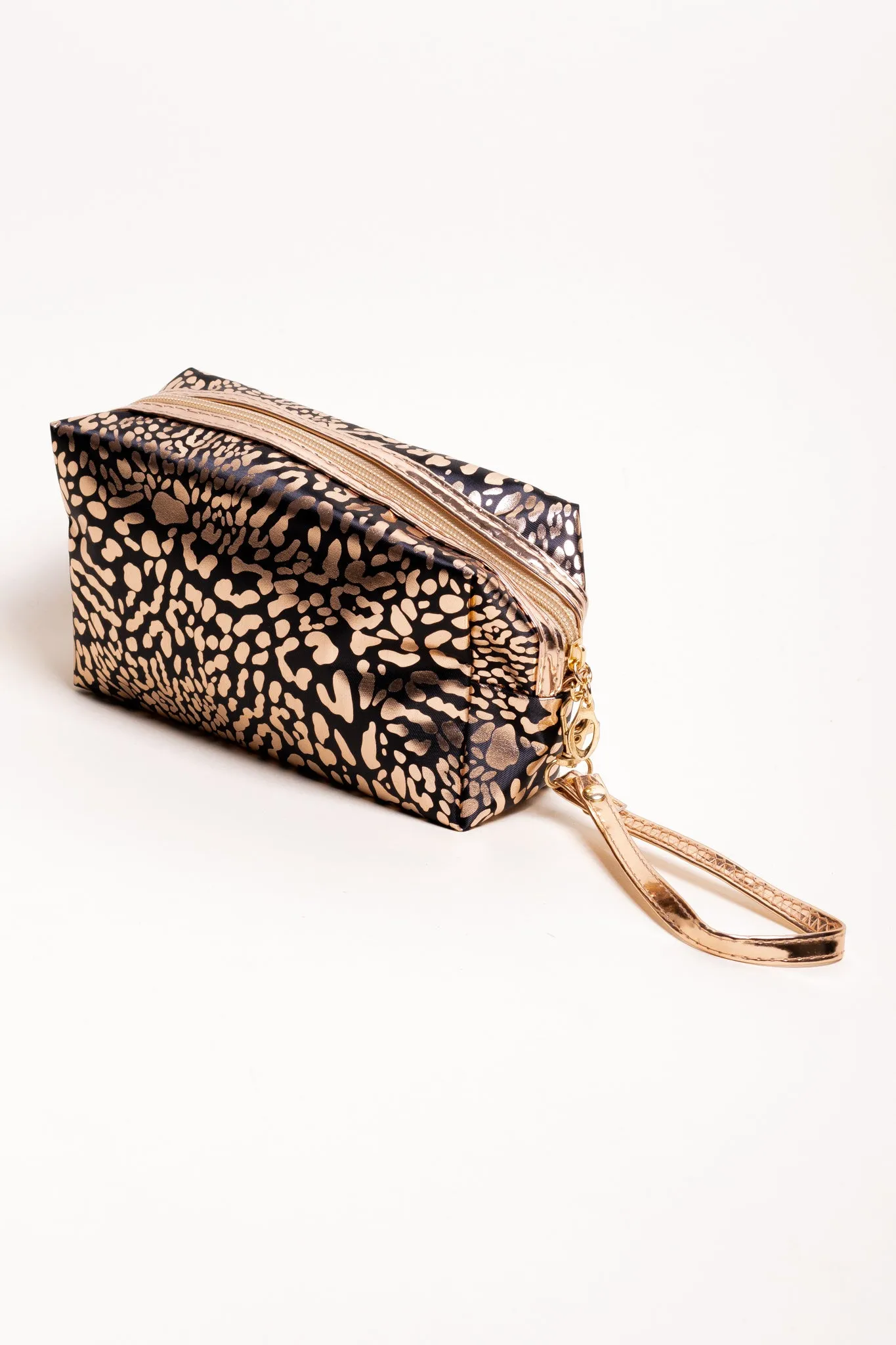 Lucky you Printed Metallic Cosmetic Bag (Black)
