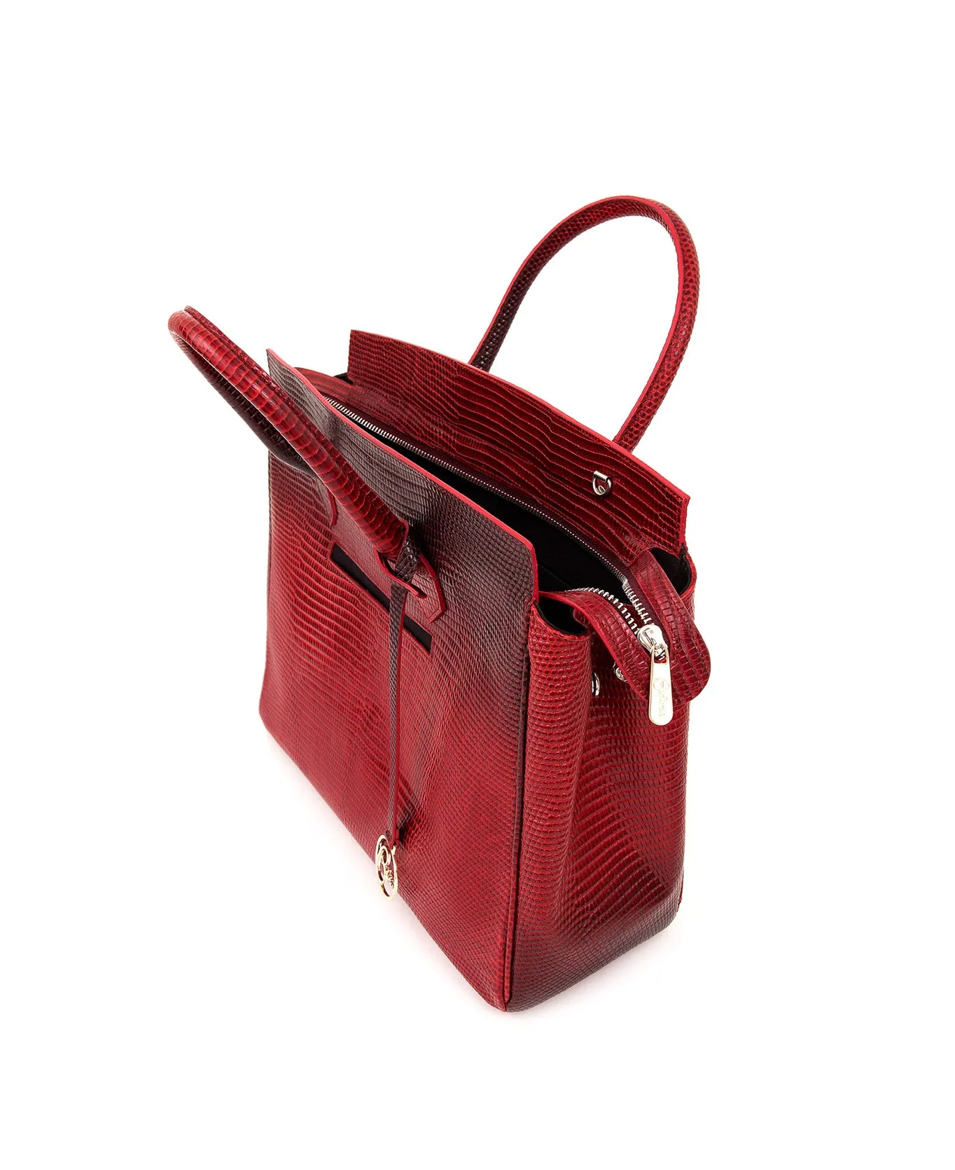 Luigia Leather Bag Lizard Print degraded red