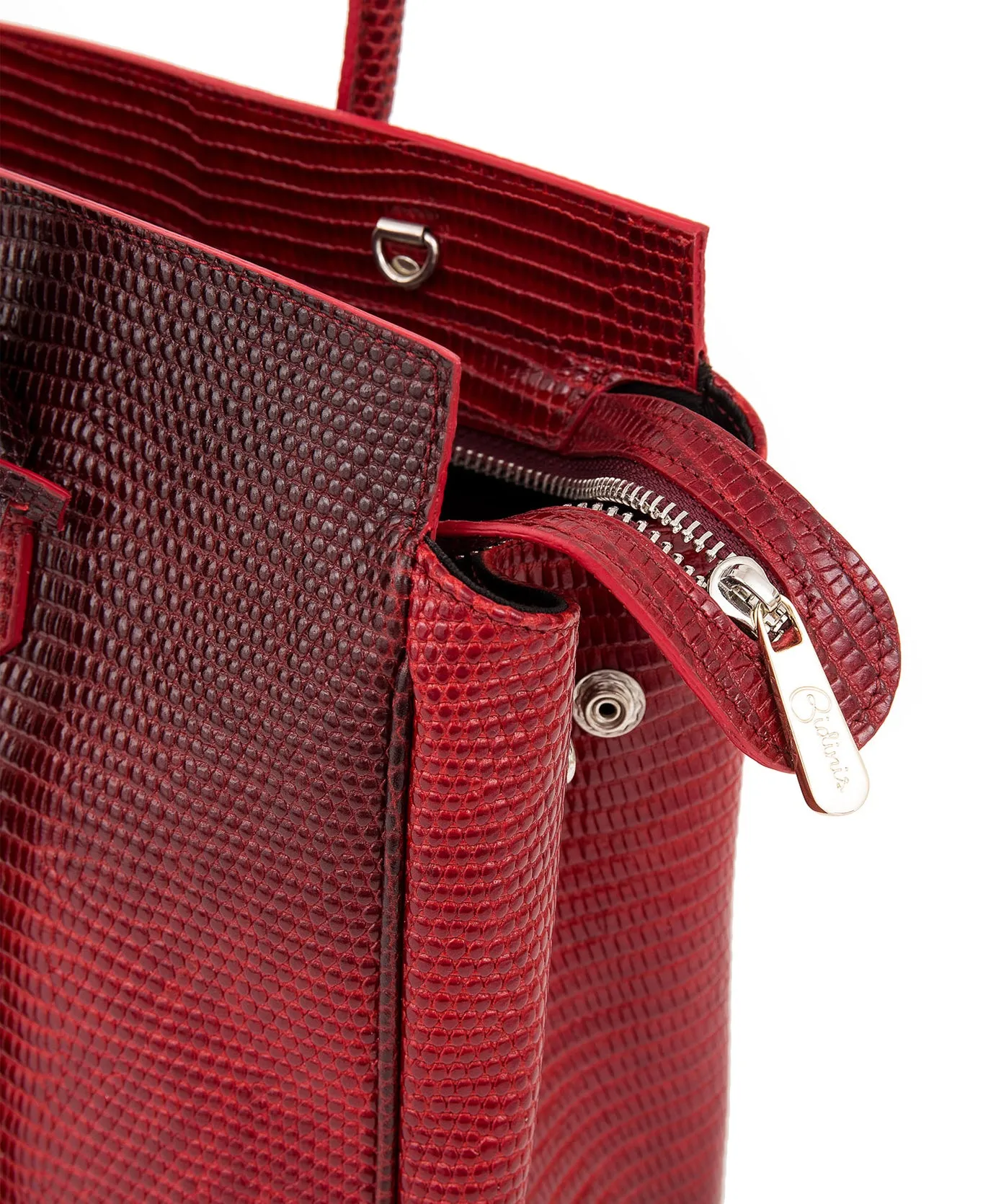 Luigia Leather Bag Lizard Print degraded red