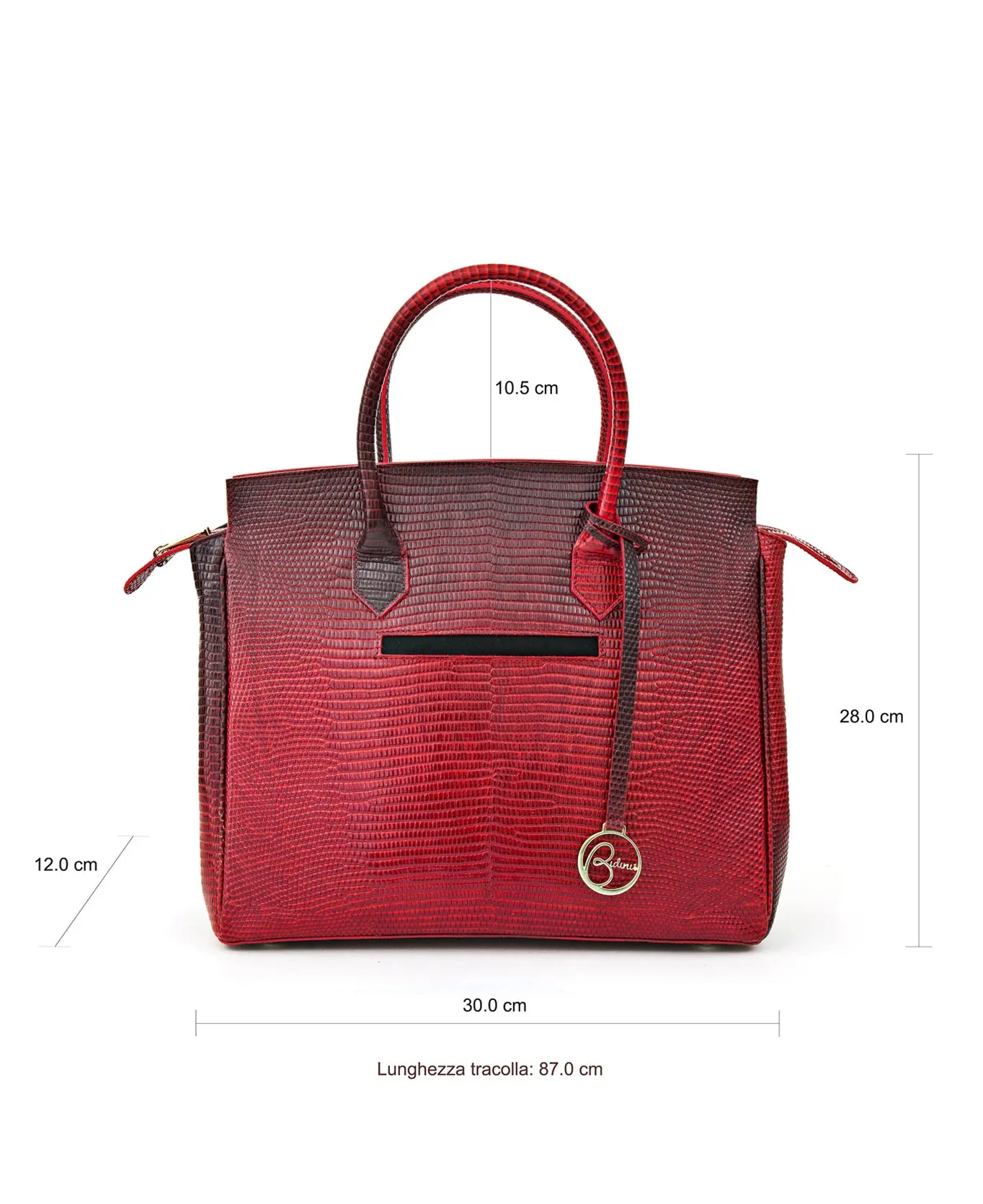 Luigia Leather Bag Lizard Print degraded red