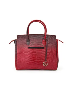Luigia Leather Bag Lizard Print degraded red