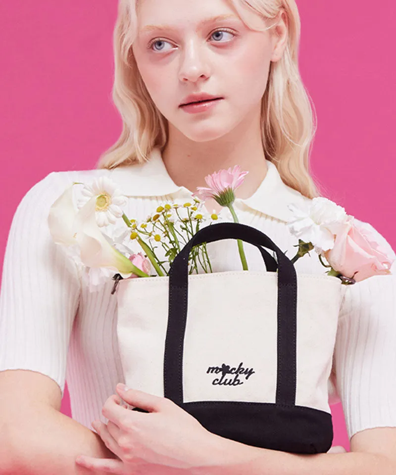 MACKY Golf: Canvas Sporty Tote Bag - White/Black