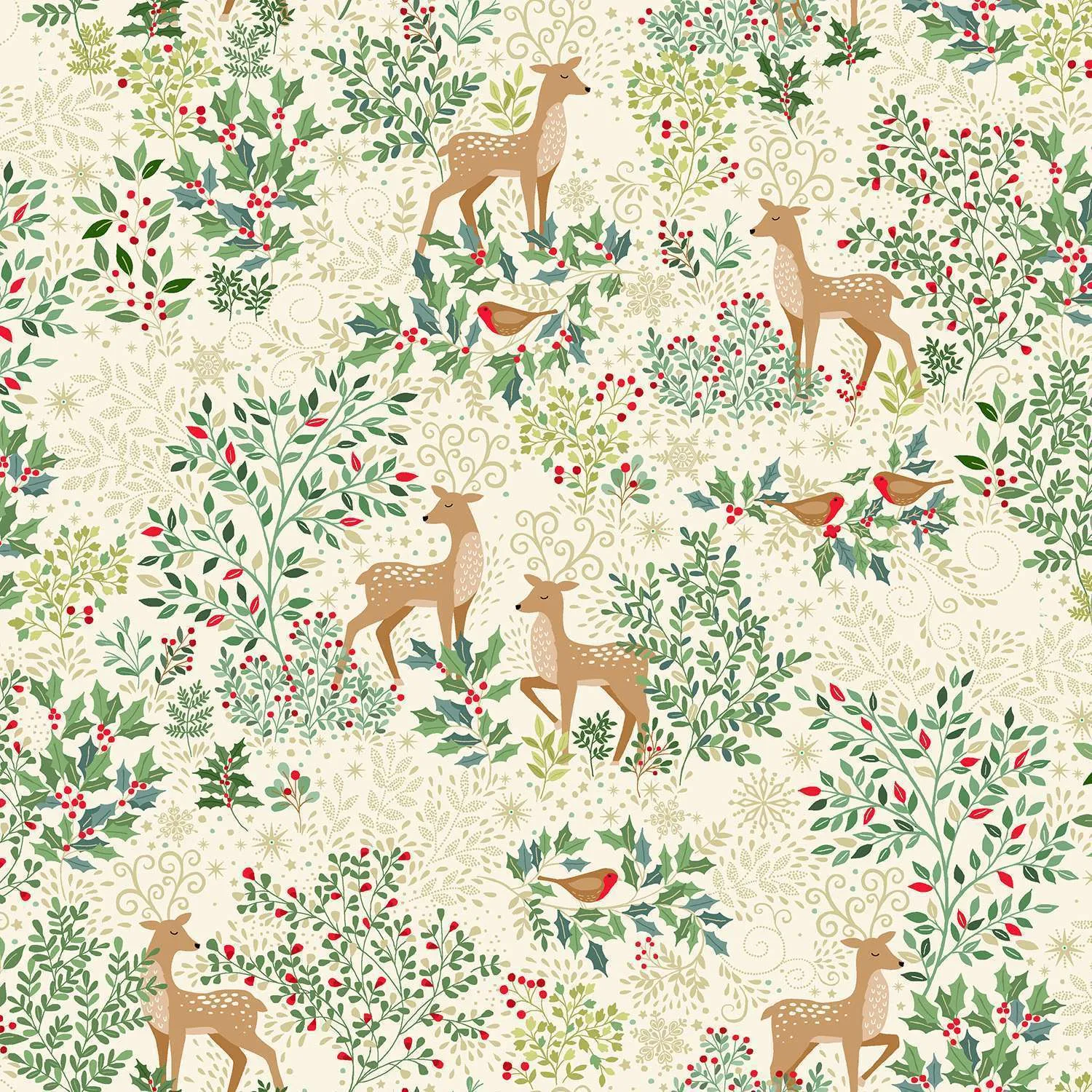 Makower | Enchanted | Christmas Dasher and Dancer | Cream