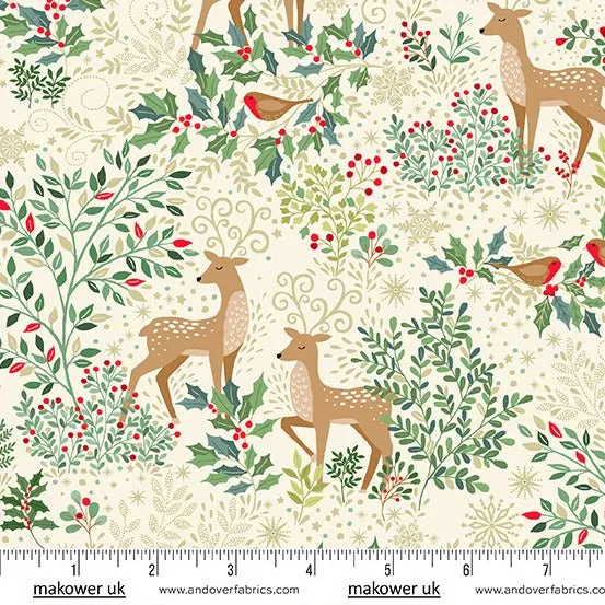 Makower | Enchanted | Christmas Dasher and Dancer | Cream