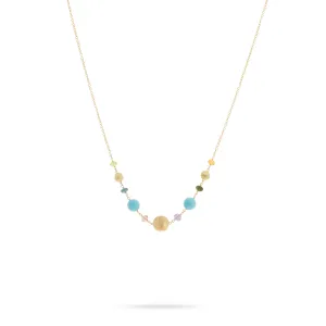 Marco Bicego Africa 18K Yellow Gold Turquoise and Mixed Gemstone Station Necklace