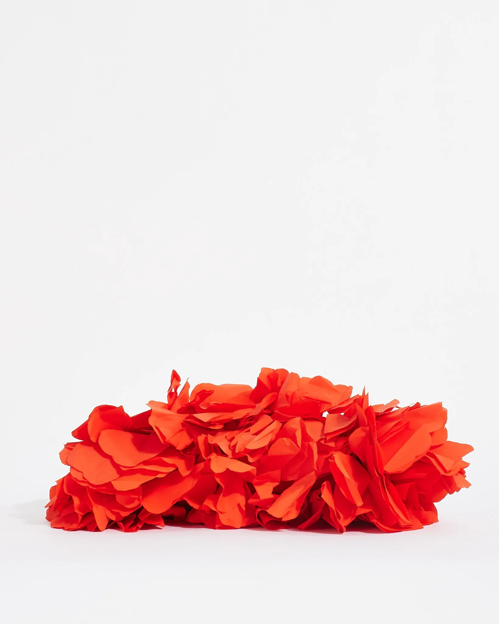 Marni Red Nylon Flower Ruffle Top Handle Clutch
