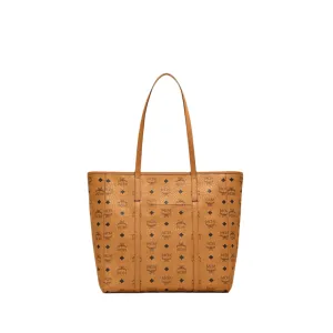 MCM medium shopper with bold visuals, sculpted in monogram coated canvas AW20