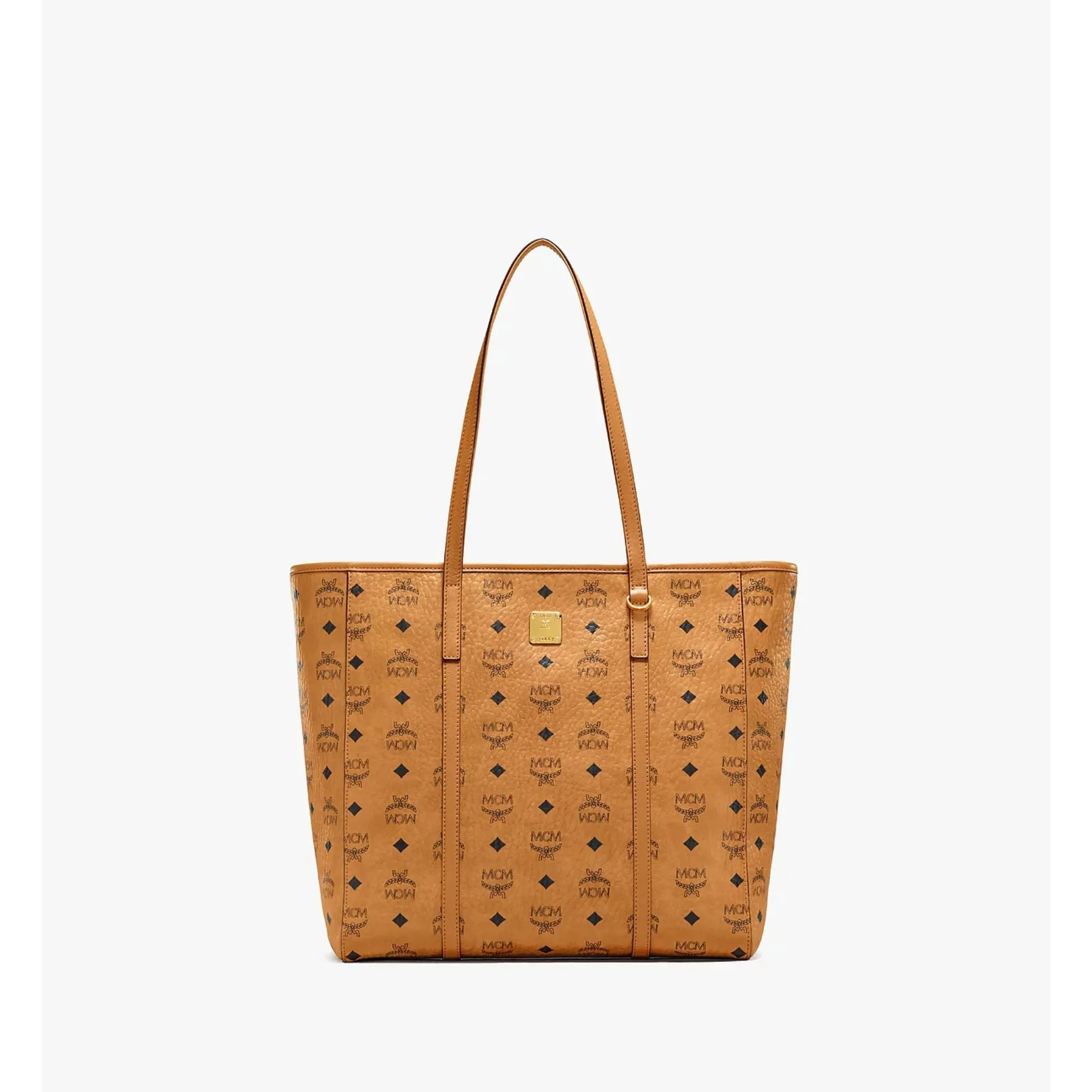 MCM medium shopper with bold visuals, sculpted in monogram coated canvas AW20