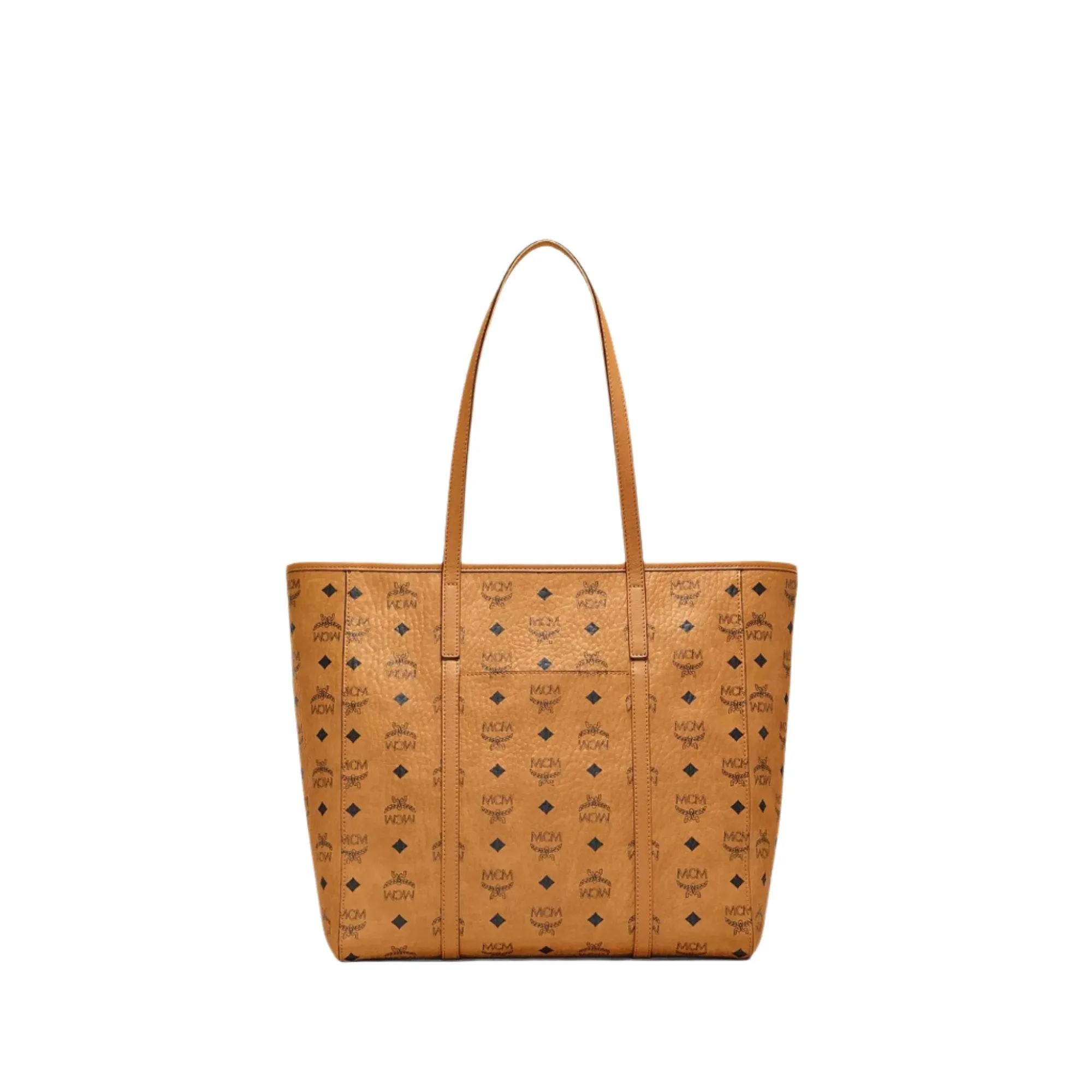 MCM medium shopper with bold visuals, sculpted in monogram coated canvas AW20
