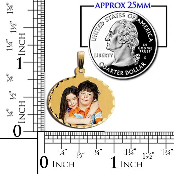 Medium Oval w/ Diamond Cut Edge Photo Pendant Jewelry
