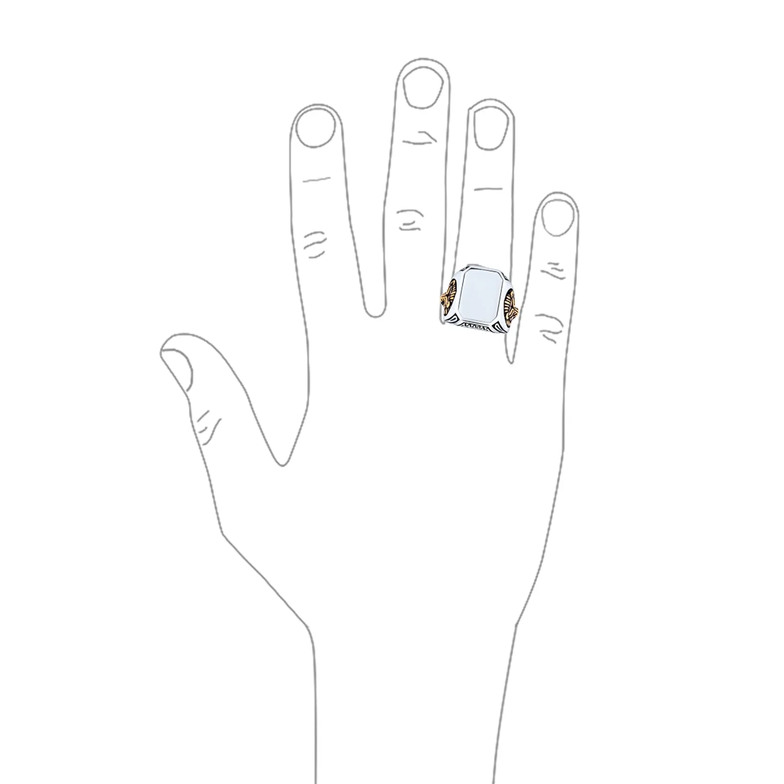 Mens Silver Ring Vintage Lion Signet King of Jungle Rectangle Oxidized .925 Silver