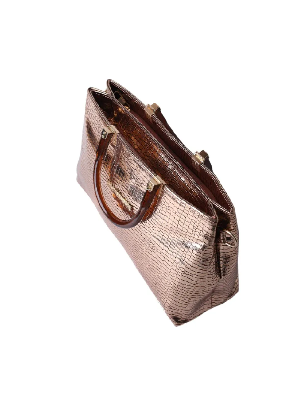Metallic Bronze Croc Tote Bag