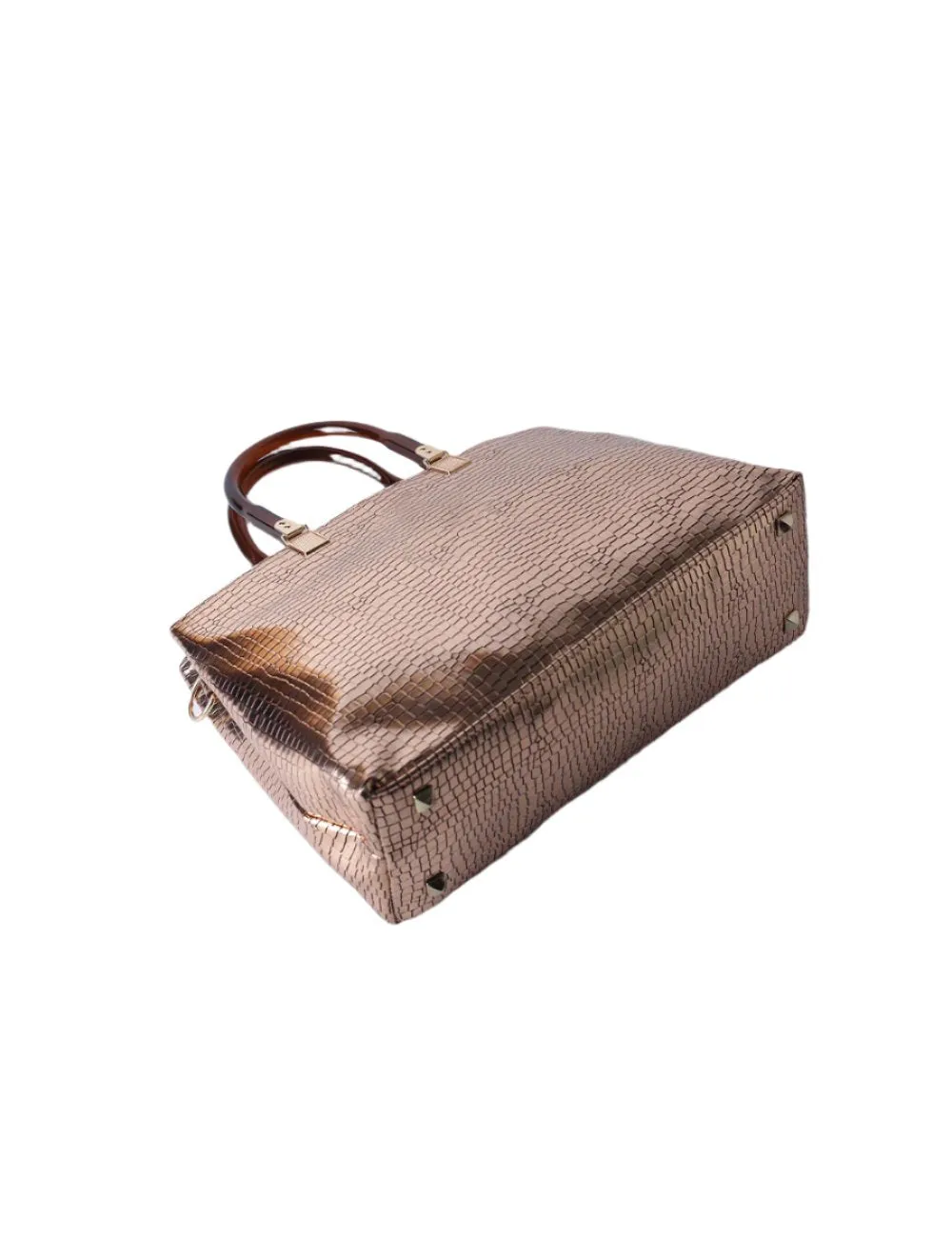 Metallic Bronze Croc Tote Bag