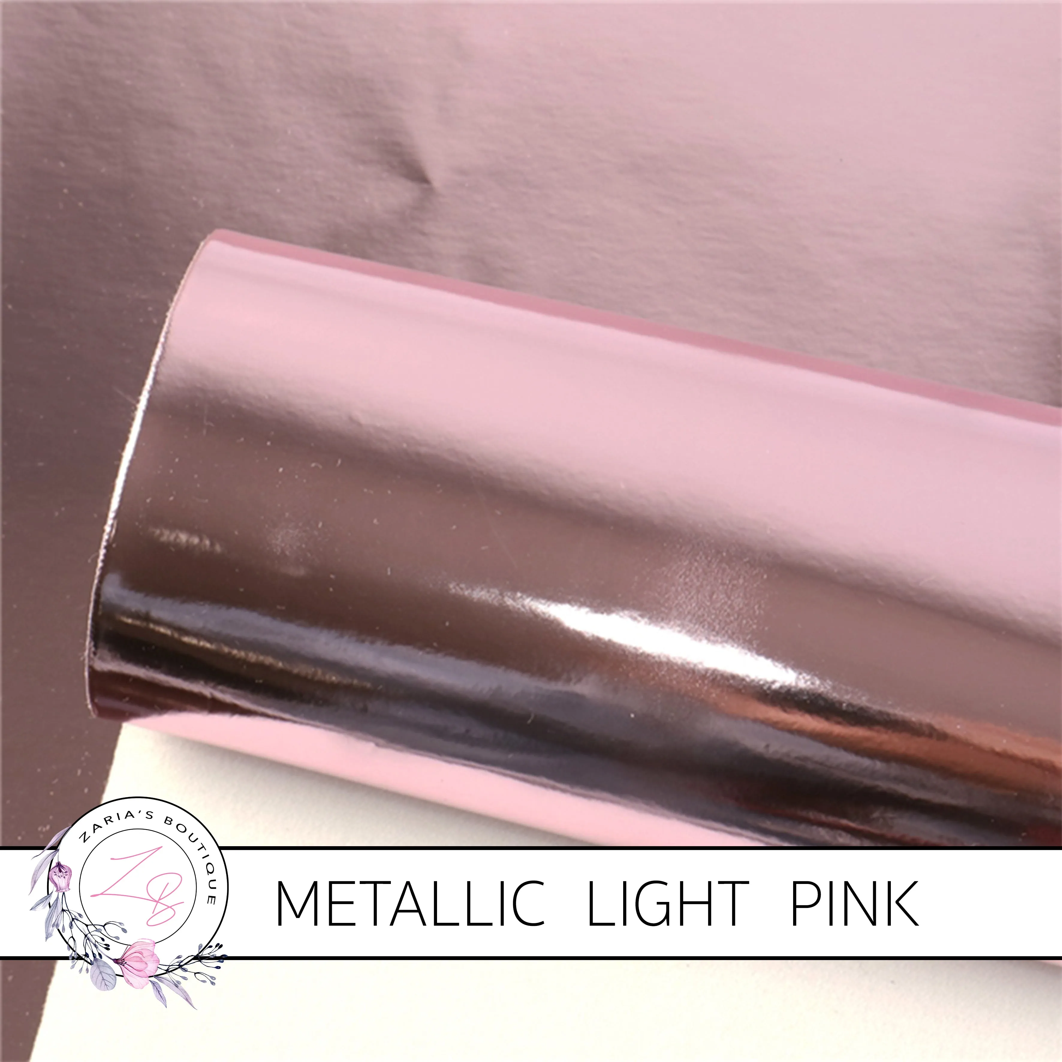 Metallic Shiny Mirror Light Pink ~ Faux Leather Sheets