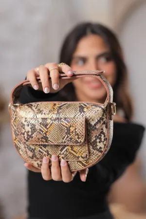 Midnight Luxe Bag - Beige Snake Skin