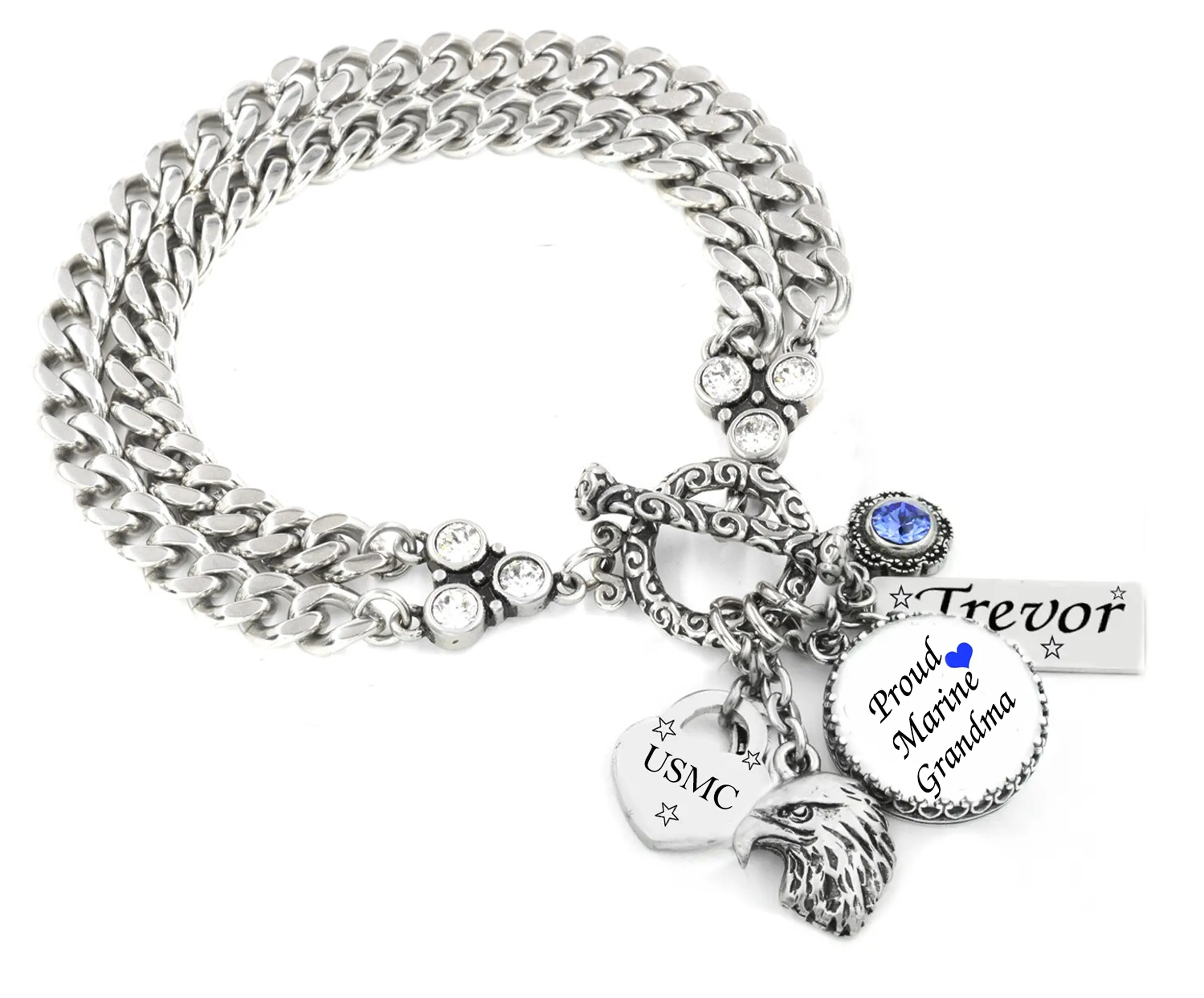 Military Grandma Charm Bracelet for Grandson or Granddaughter