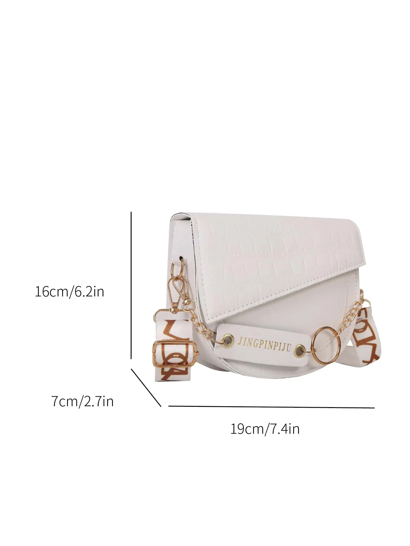 Mini Crocodile Embossed Flap Saddle Bag - Beige