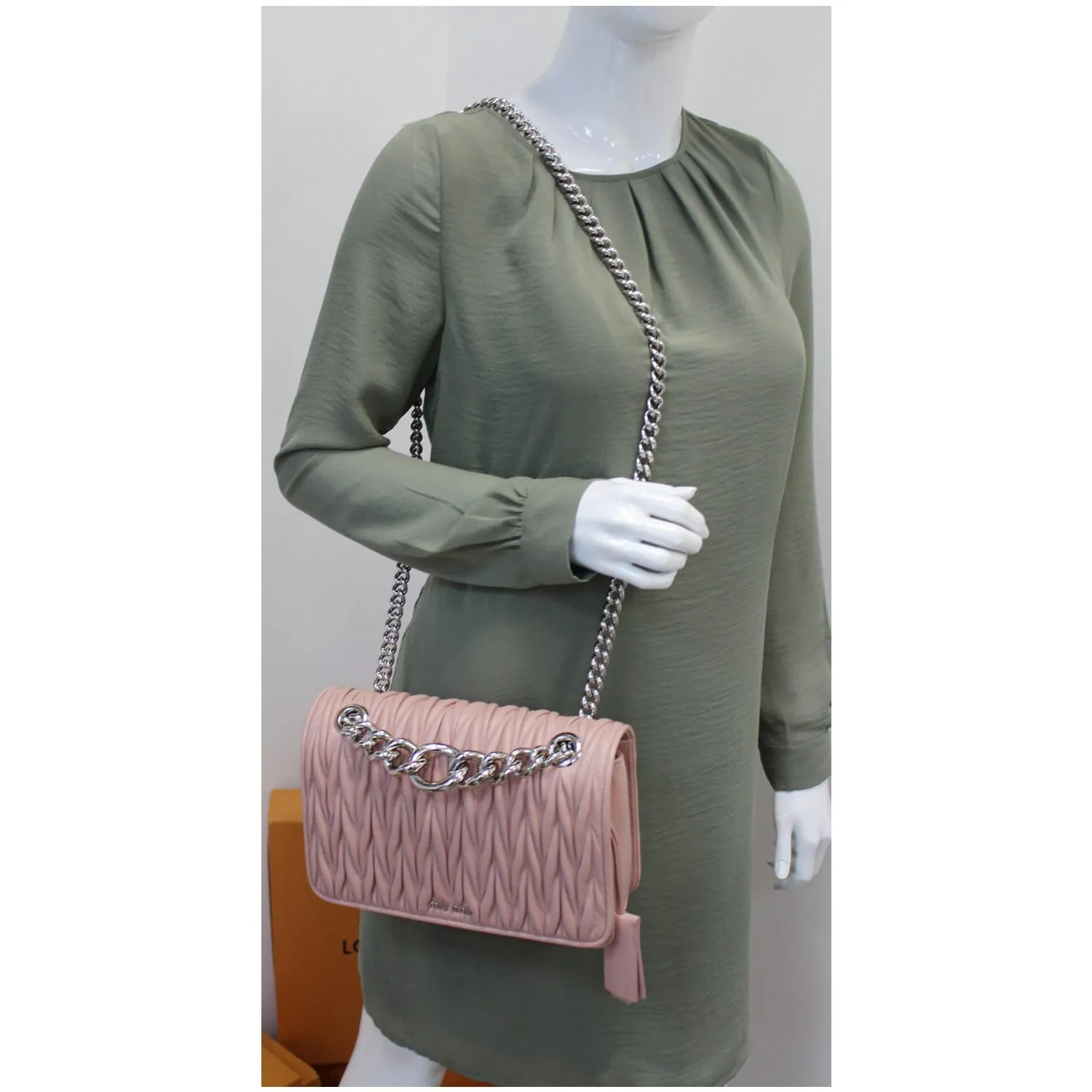 MIU MIU Nappa Matelasse Club Shoulder Bag Mauve