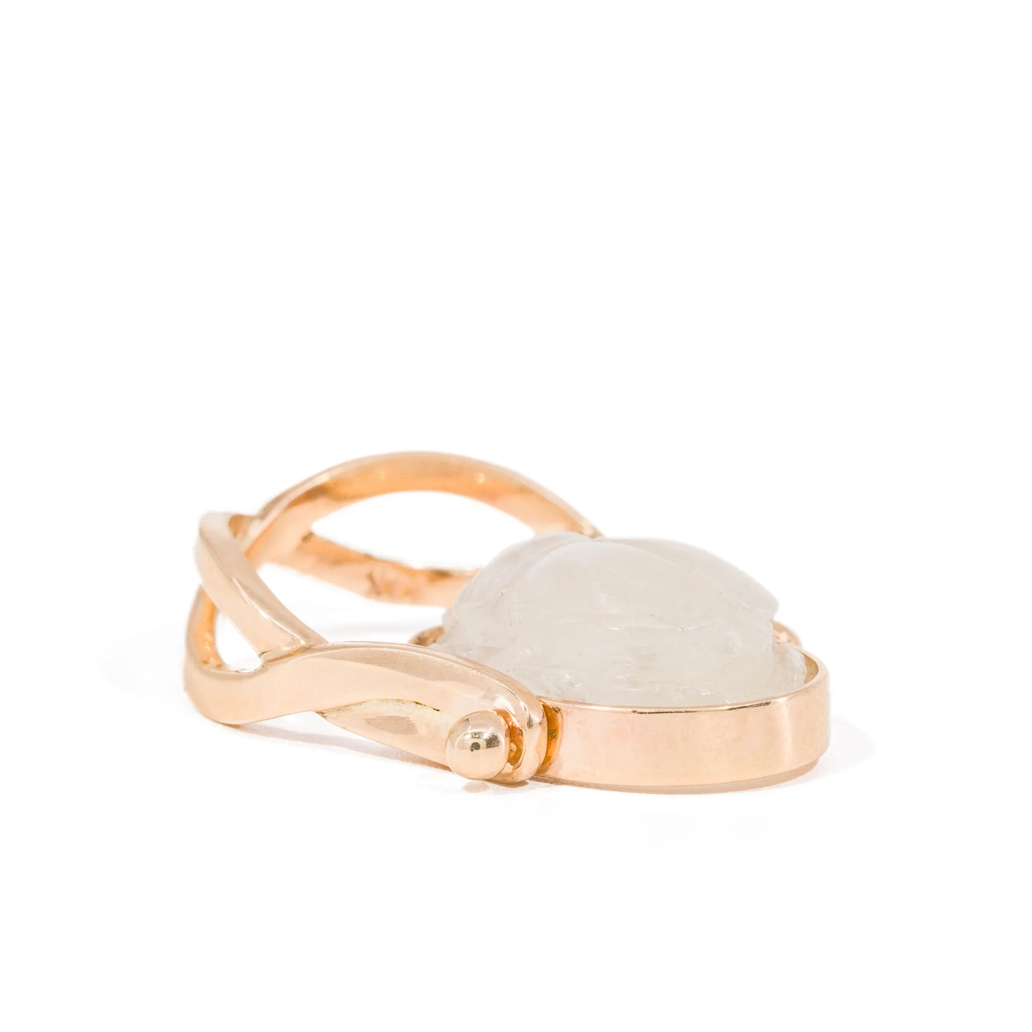 Moonstone Scarab 11.25 Carat 14k Handcrafted Gemstone Swivel Ring & Pendant