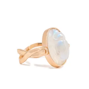Moonstone Scarab 11.25 Carat 14k Handcrafted Gemstone Swivel Ring & Pendant