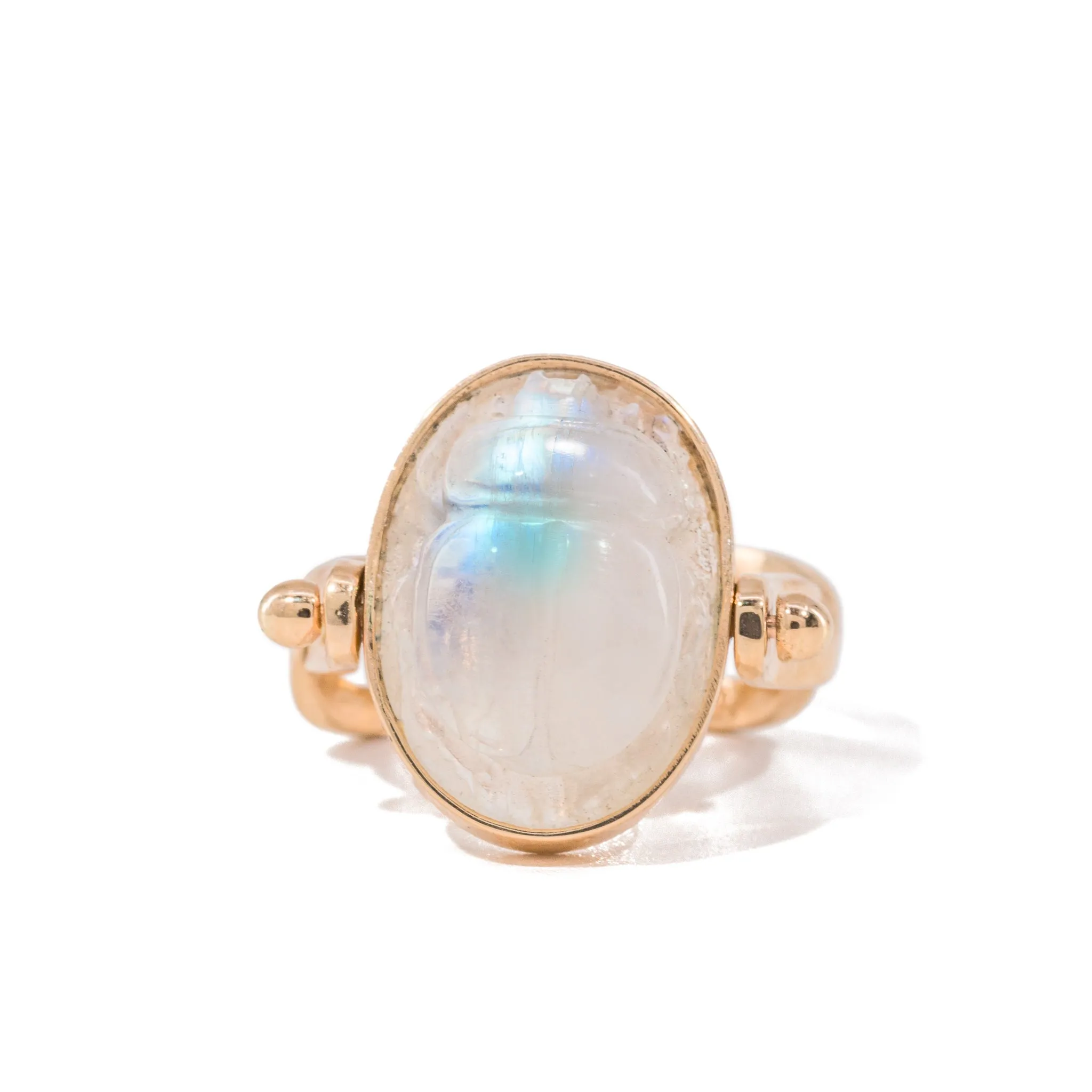 Moonstone Scarab 11.25 Carat 14k Handcrafted Gemstone Swivel Ring & Pendant